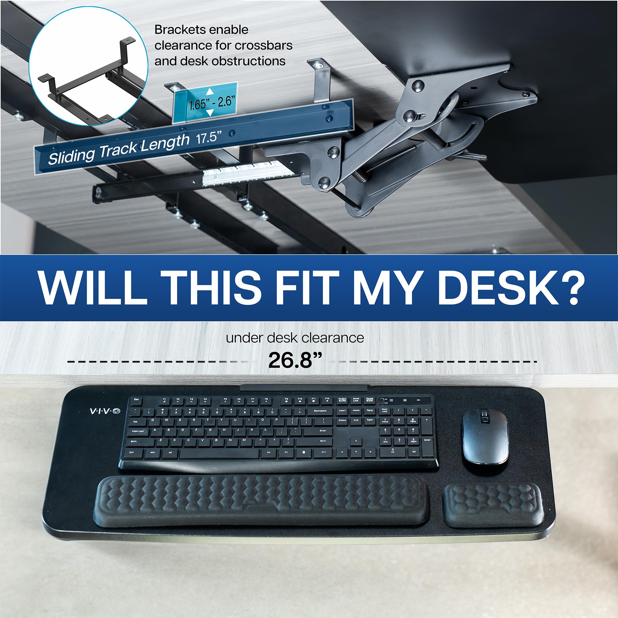 Foto 5 pulgar | Bandeja Para Teclado Y Ratón Vivo Premium Ajustable Mount-kb27p-b - Venta Internacional.
