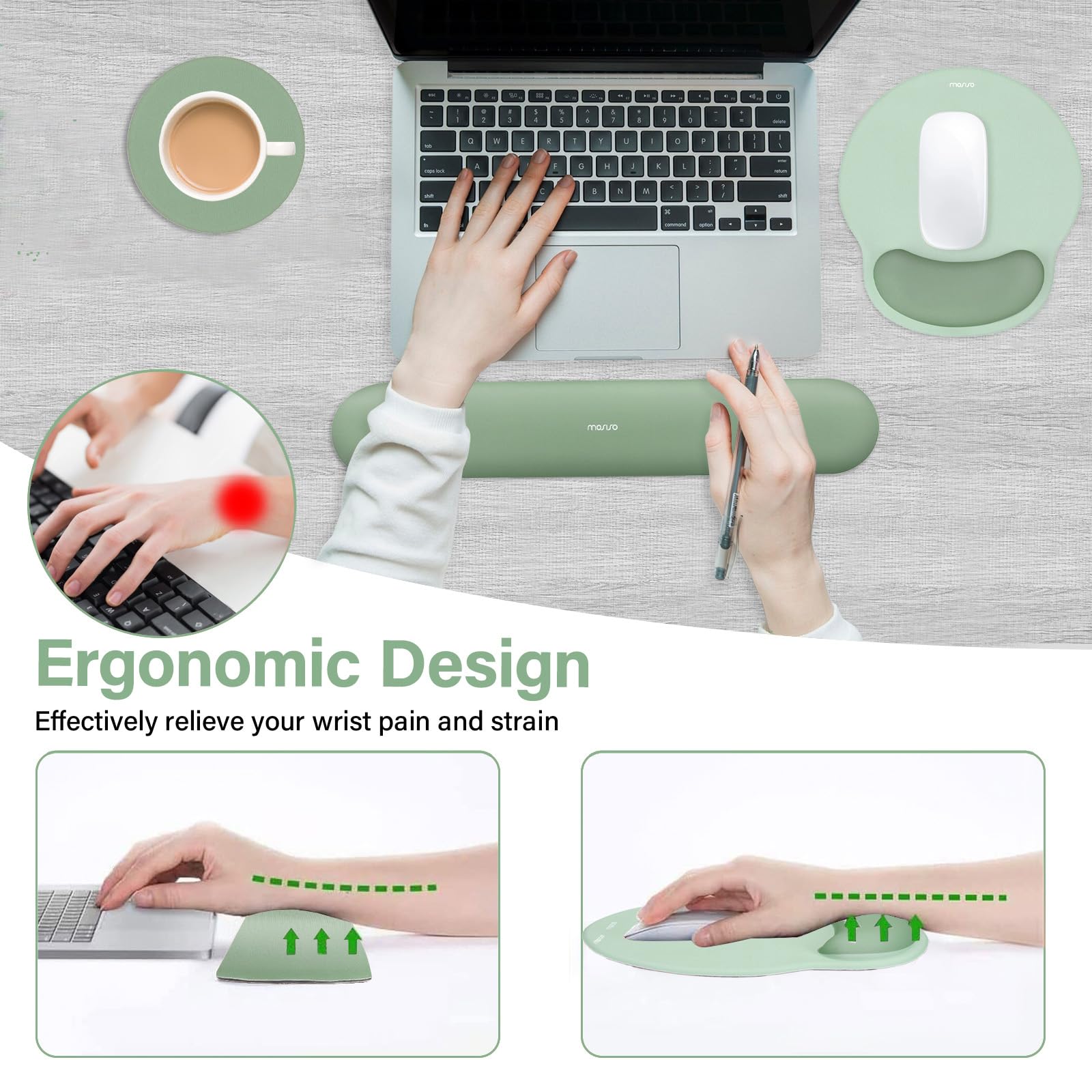 Foto 2 | Set De Soporte Para Reposamuñecas Mosiso Circle Curved Ergonomic - Venta Internacional.