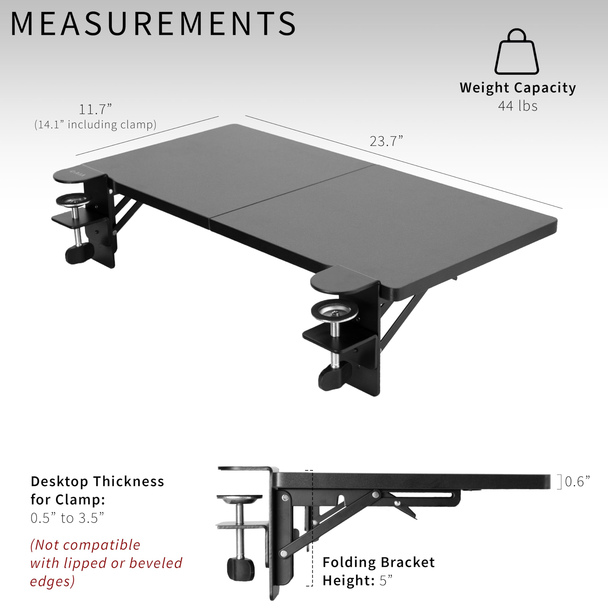 Foto 5 pulgar | Extensor De Escritorio Vivo Desk-ext24 Con Pinza 60 X 30 Cm Negro - Venta Internacional.