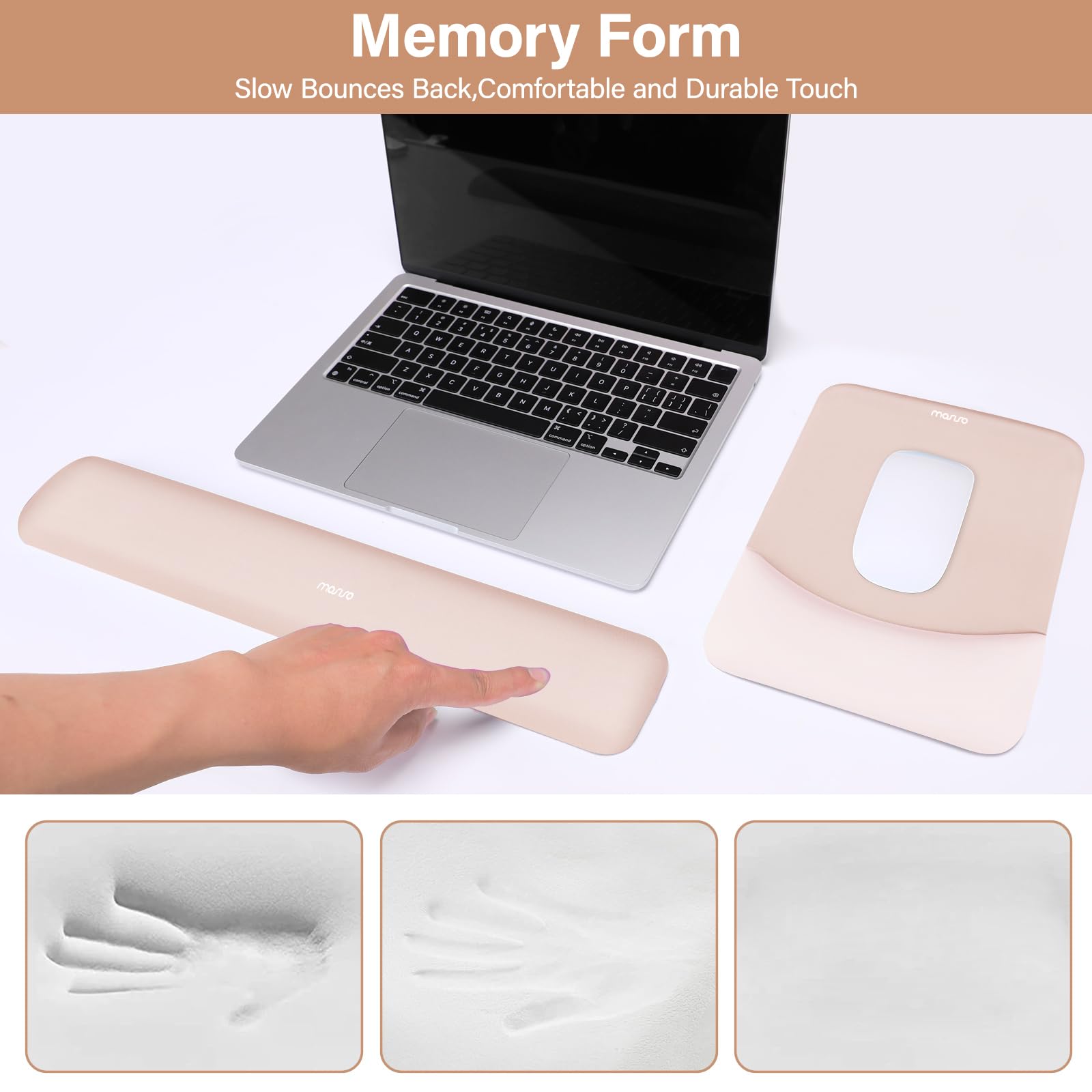 Foto 5 pulgar | Juego De Reposamuñecas Para Alfombrilla De Ratón Y Teclado Mosiso Apricot - Venta Internacional.