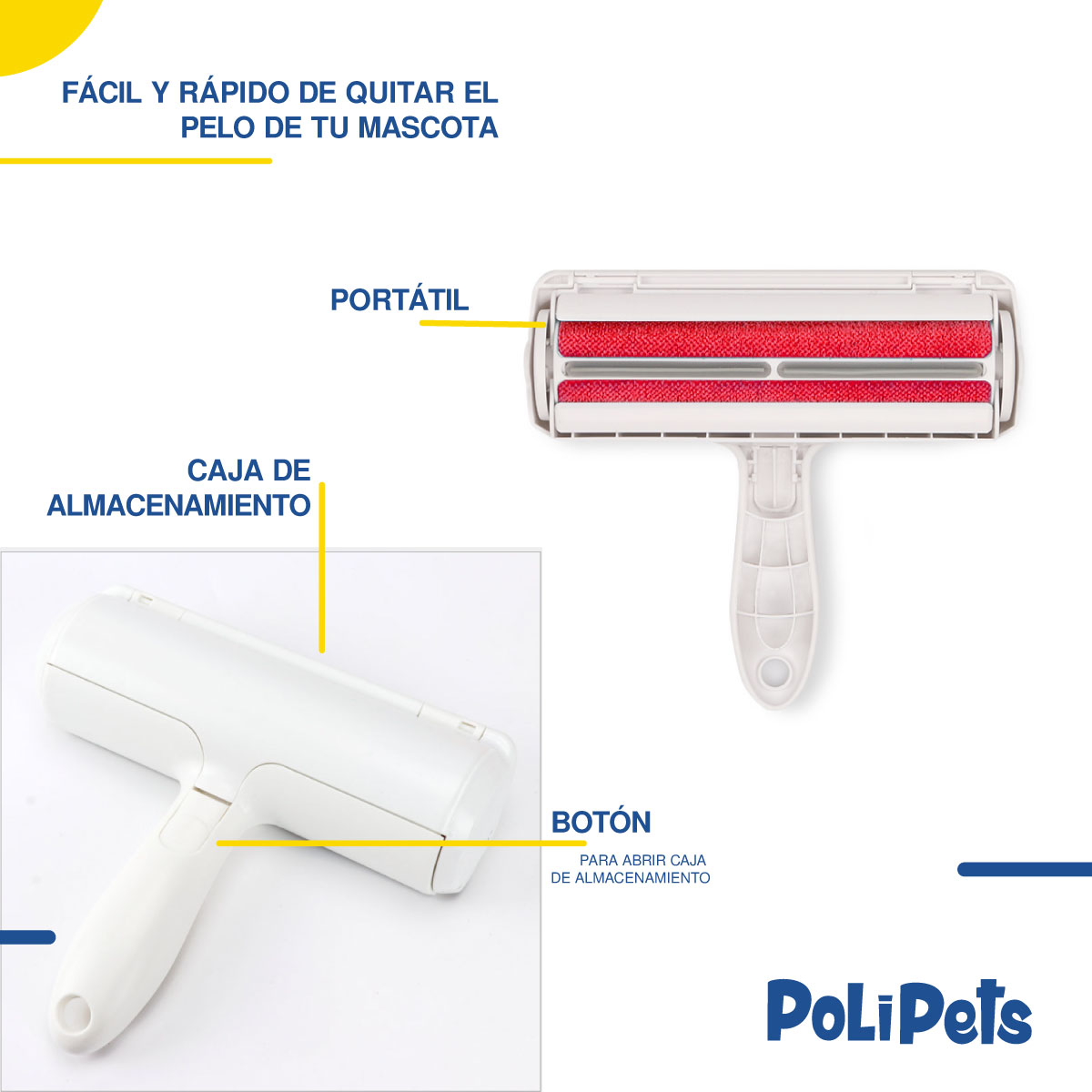Foto 5 pulgar | Rodillo Removedor Quita Pelusa y Pelo de Mascota Poli Pets Blanco