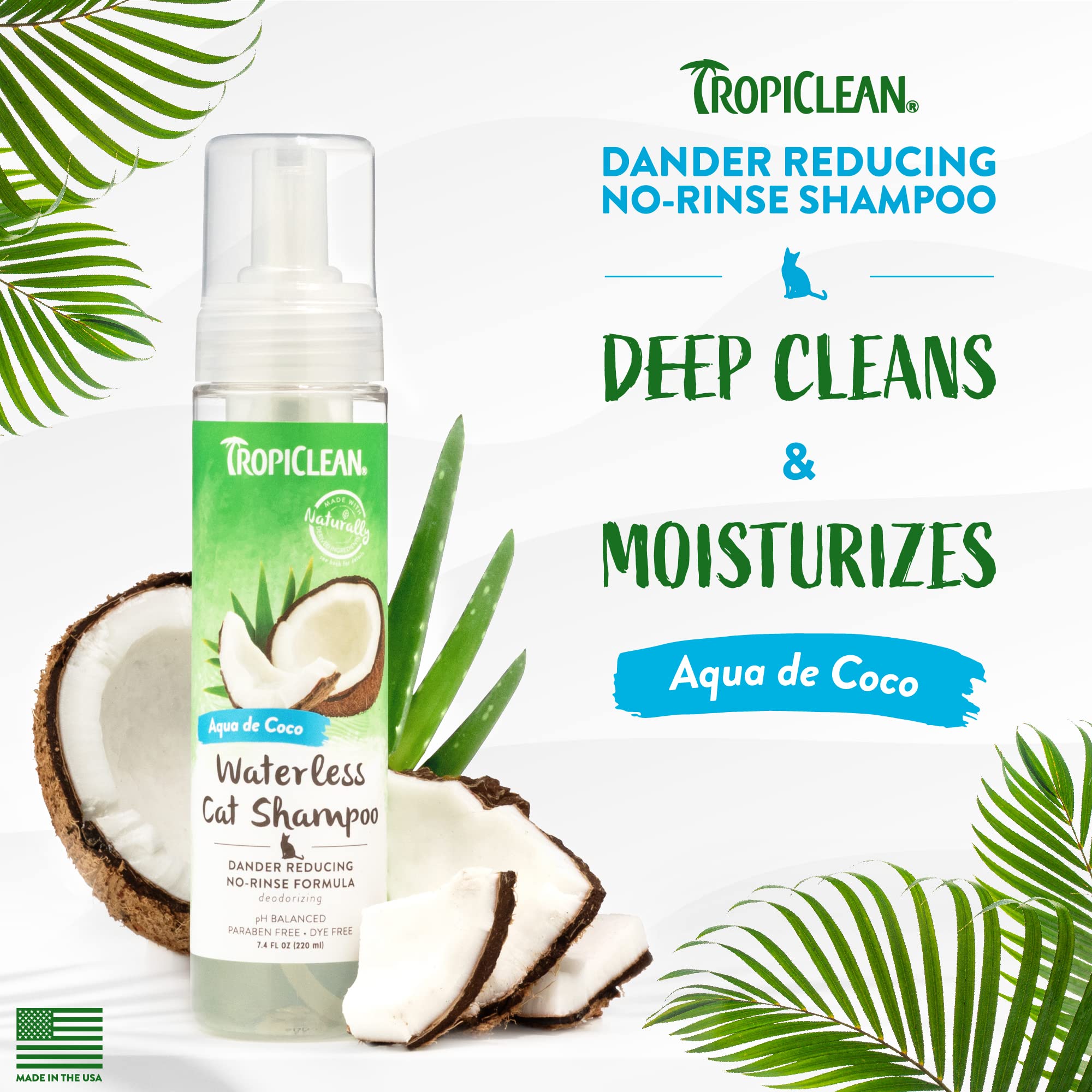 Foto 2 | Champú Sin Agua Para Gatos Tropiclean Aqua De Coco 220 Ml - Venta Internacional.