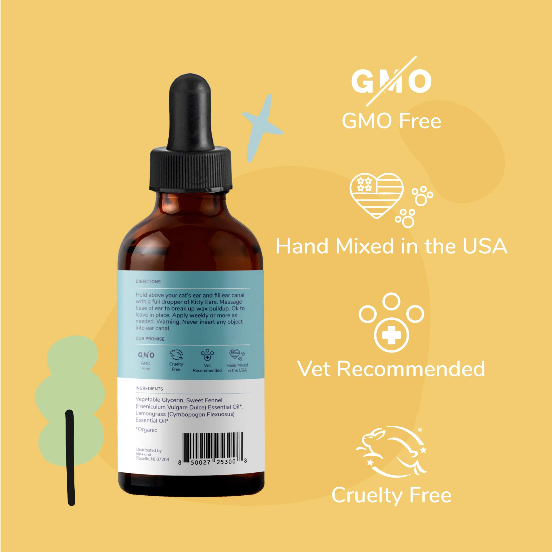 Foto 4 pulgar | Limpiador De Orejas Para Gatos Kin+kind Cat Ear Drops Vet Solution Usa - Venta Internacional.