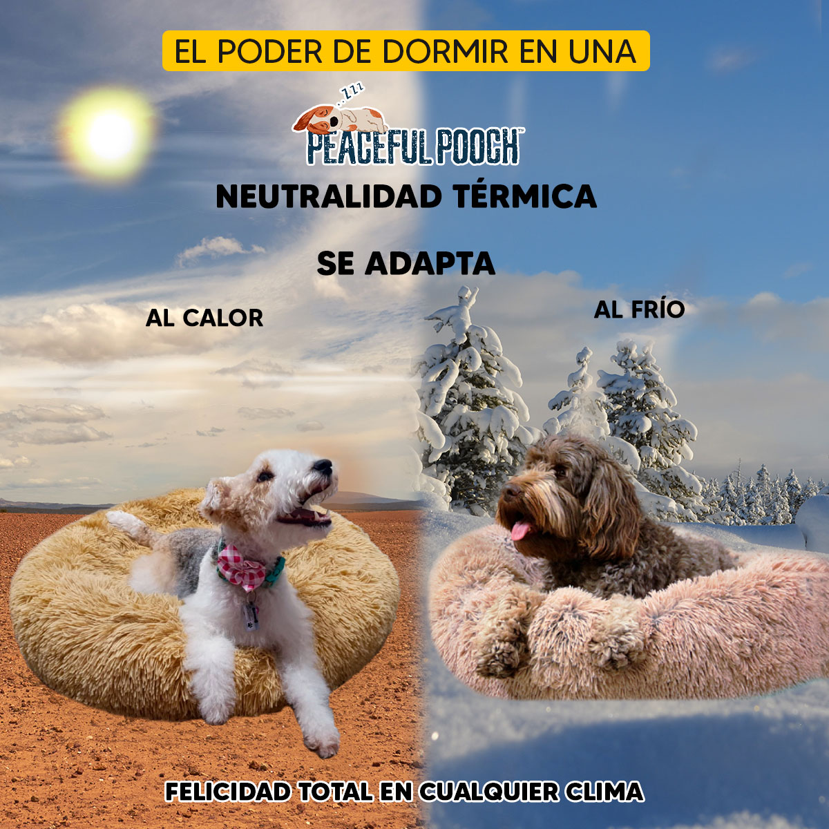 Foto 6 | Cama para mascotas Perro, Gato con cepillo Tv Ofertas Peaceful Pooch Beige Desmontable con cierre para retiro de f