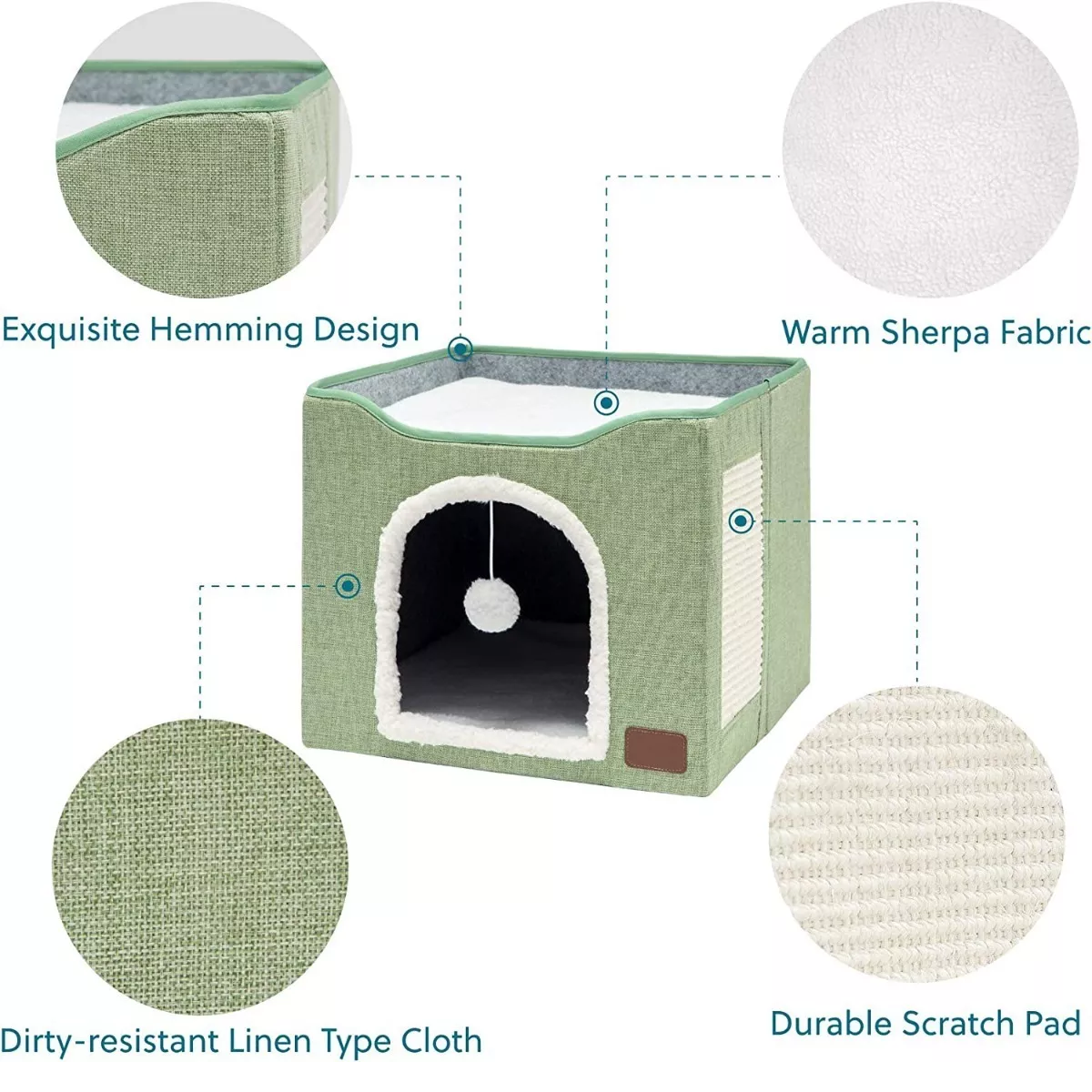 Foto 4 pulgar | Casa Y Cama Plegable Para Gato Con Cojín Suave Eo Safe Imports Esi-14721 Verde