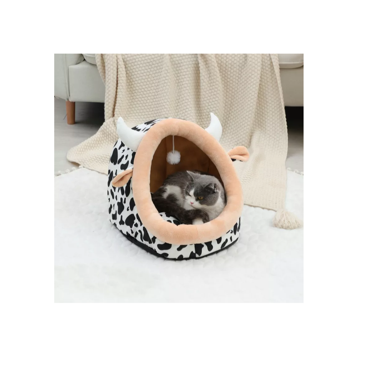 Foto 4 pulgar | Cama Para Gatos Y Perros Tienda De Campaña Vaquita Eo Safe Imports Esi-15107 Multicolor