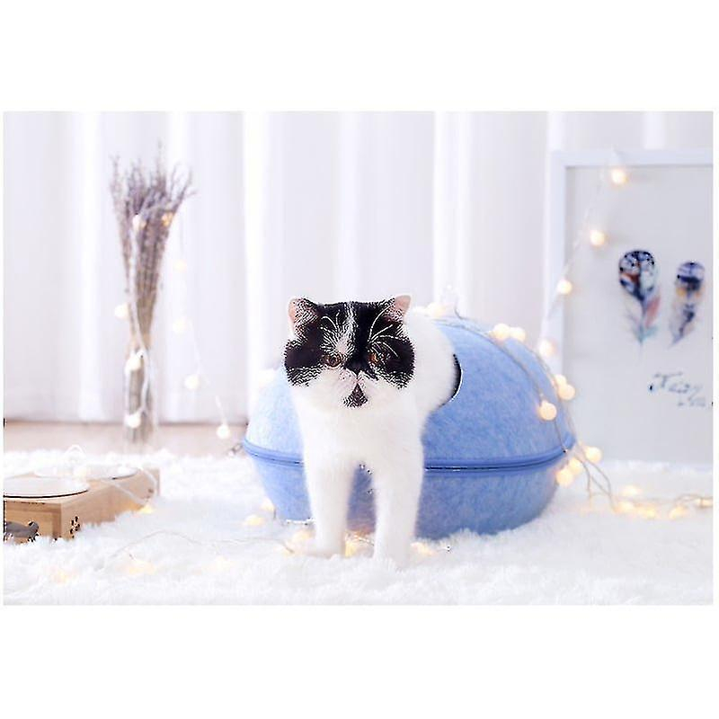 Foto 2 | Cama Para Gatos Huoguo Hoopet Con Almohada De Fieltro Azul, 48 X 39 X 26 Cm - Venta Internacional.