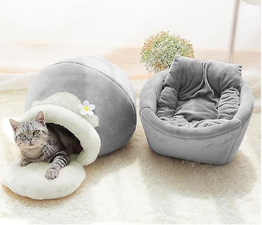 Foto 3 | Despertador Para Cama Con Forma De Gato, Cálido, De Felpa, Portátil, Plegable, Gris - Venta Internacional.