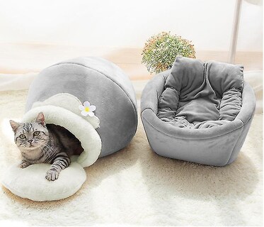 Foto 3 | Reloj Despertador Para Cama Con Forma De Gato, Cálido, De Felpa, Portátil, Color Gris - Venta Internacional.