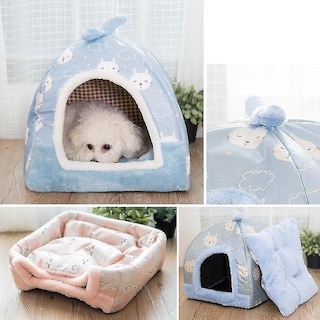 Foto 4 | Cama Desmontable Para Mascotas Huoguo, Para Gatos, Perros Y Cachorros, Color Azul - Venta Internacional.