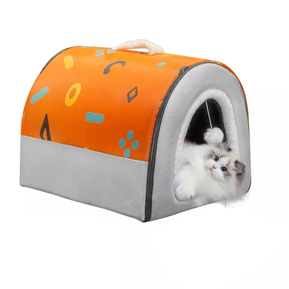 2 En 1 Cama Cueva Y Casa Para Gato Perro Mascota Con Cojín Eo Safe Imports Esi-16271 Multicolor