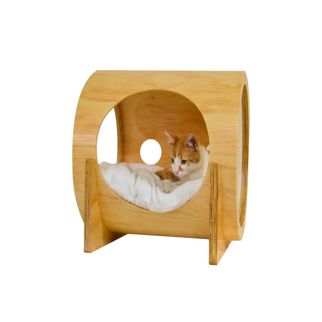 Cama Cilindro Para Gato Pet Boutique Madera Natural