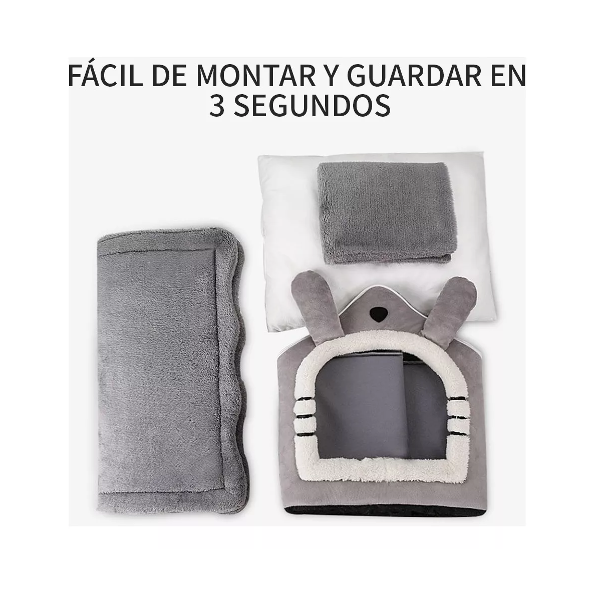 Foto 3 pulgar | Casa Cama Cueva Desmontable Para Perros/gatos Eo Safe Imports Esi-18403 Gris