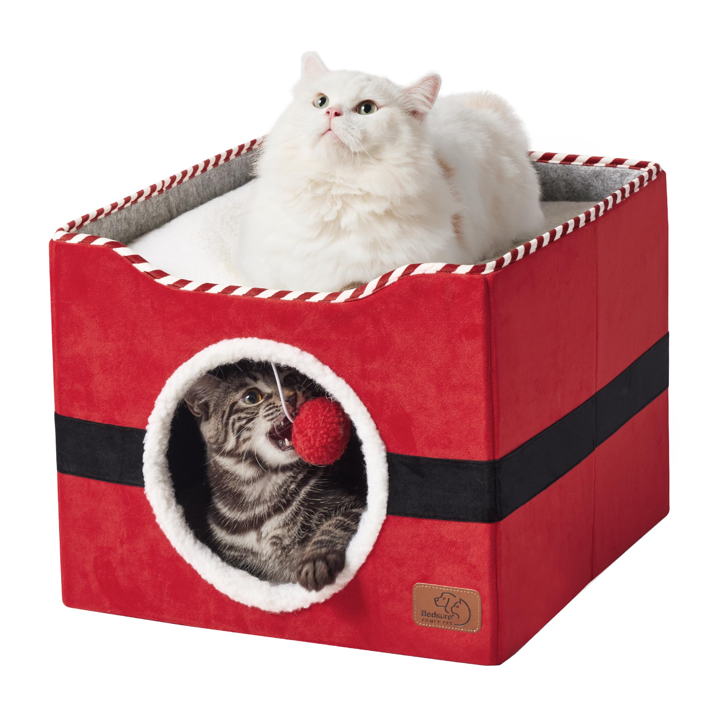 Cama Para Gatos Bedsure Para Gatos De Interior Con Bola Esponjosa Roja - Venta Internacional.