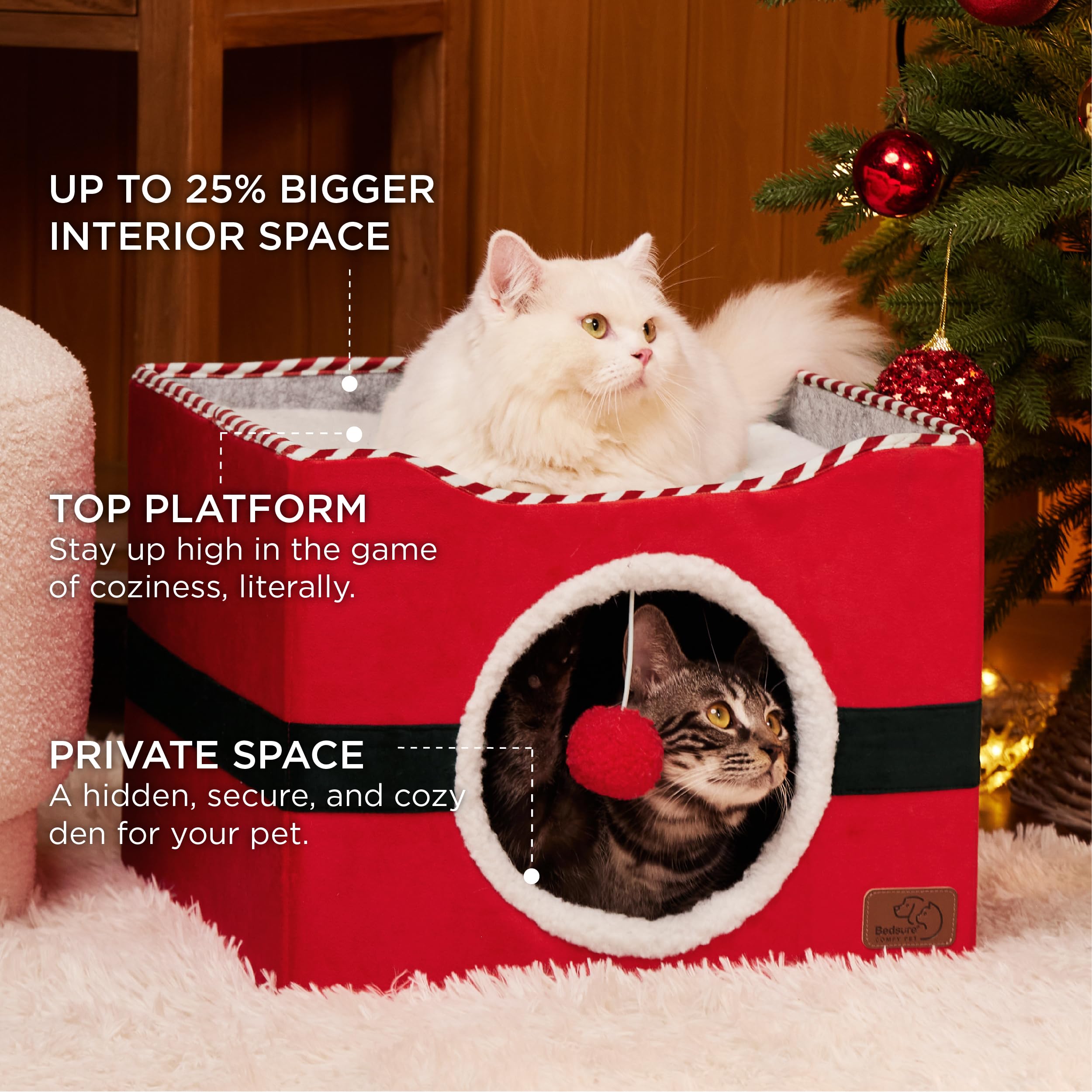 Foto 3 pulgar | Cama Para Gatos Bedsure Para Gatos De Interior Con Bola Esponjosa Roja - Venta Internacional.