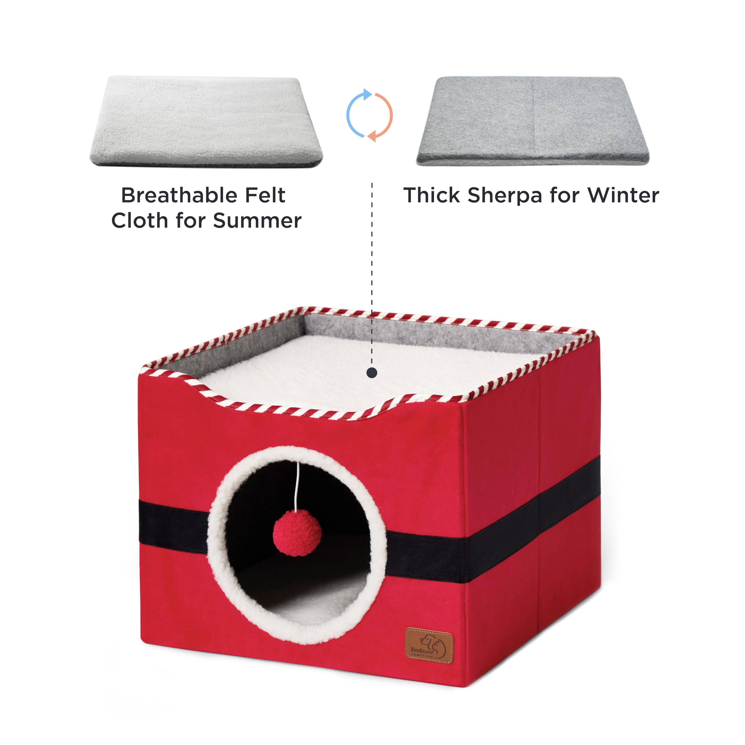 Foto 4 pulgar | Cama Para Gatos Bedsure Para Gatos De Interior Con Bola Esponjosa Roja - Venta Internacional.