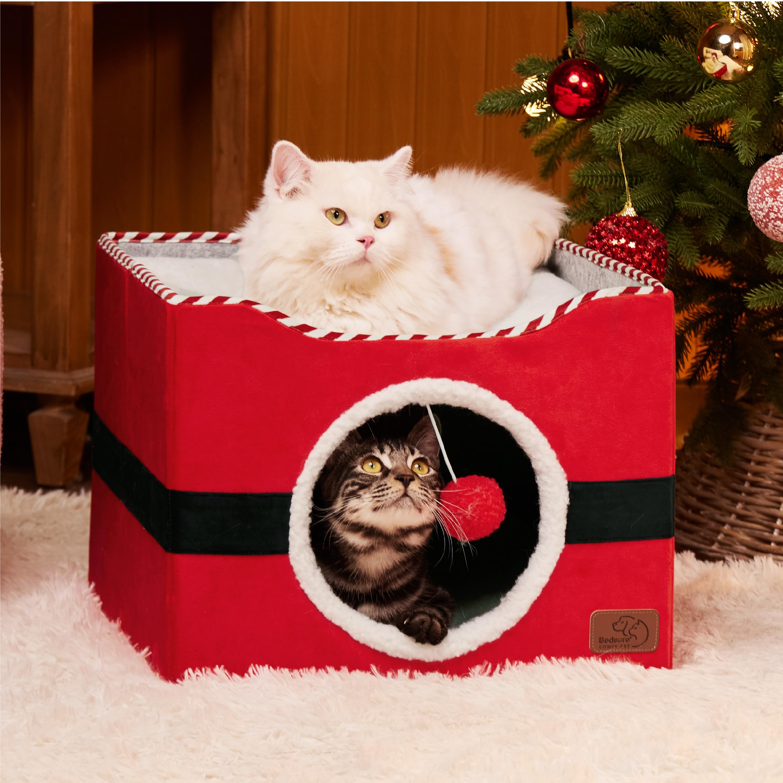 Foto 6 pulgar | Cama Para Gatos Bedsure Para Gatos De Interior Con Bola Esponjosa Roja - Venta Internacional.