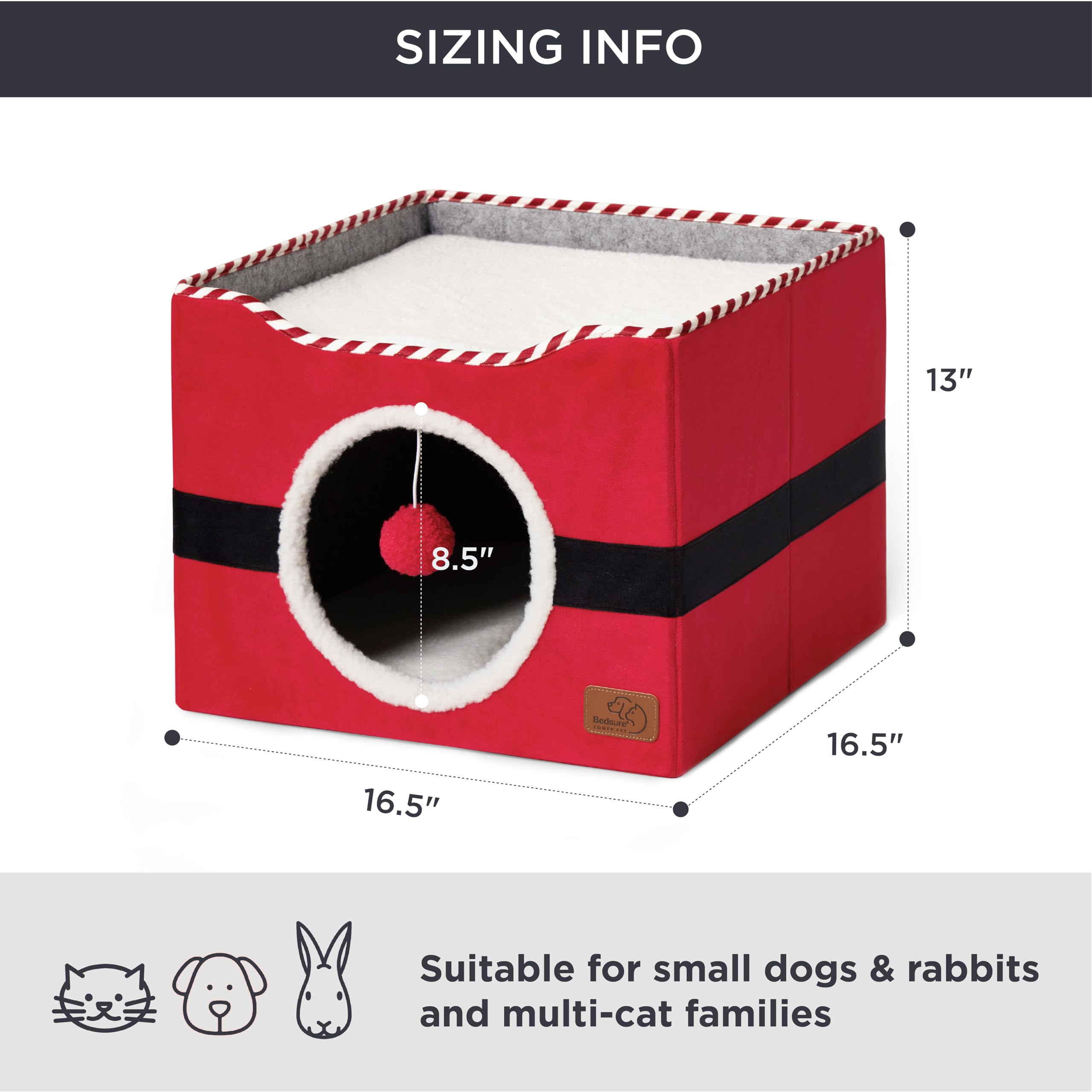 Foto 7 pulgar | Cama Para Gatos Bedsure Para Gatos De Interior Con Bola Esponjosa Roja - Venta Internacional.