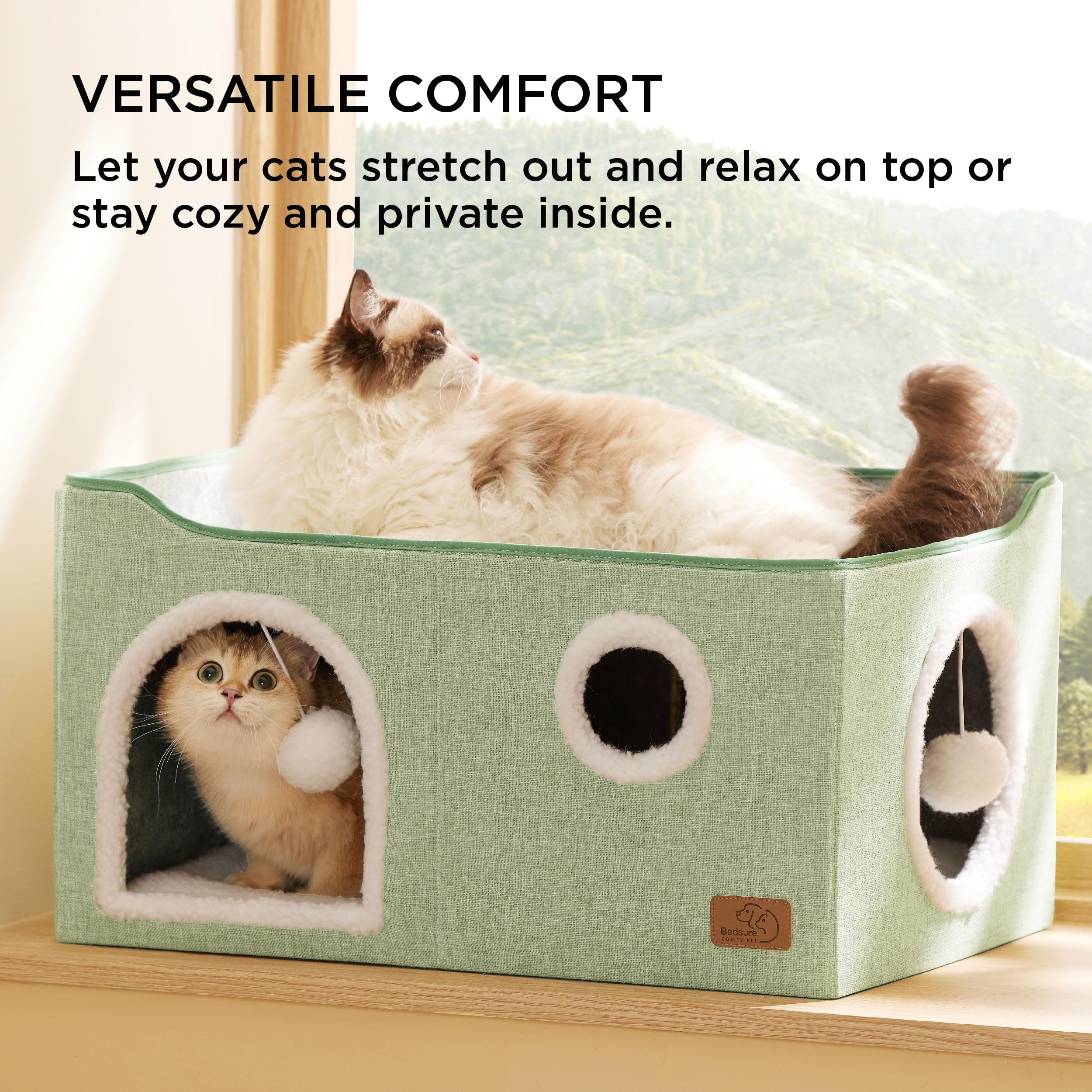 Foto 3 | Cama Cat House Extra Ancha Para Gatos De Interior, Color Verde - Venta Internacional.