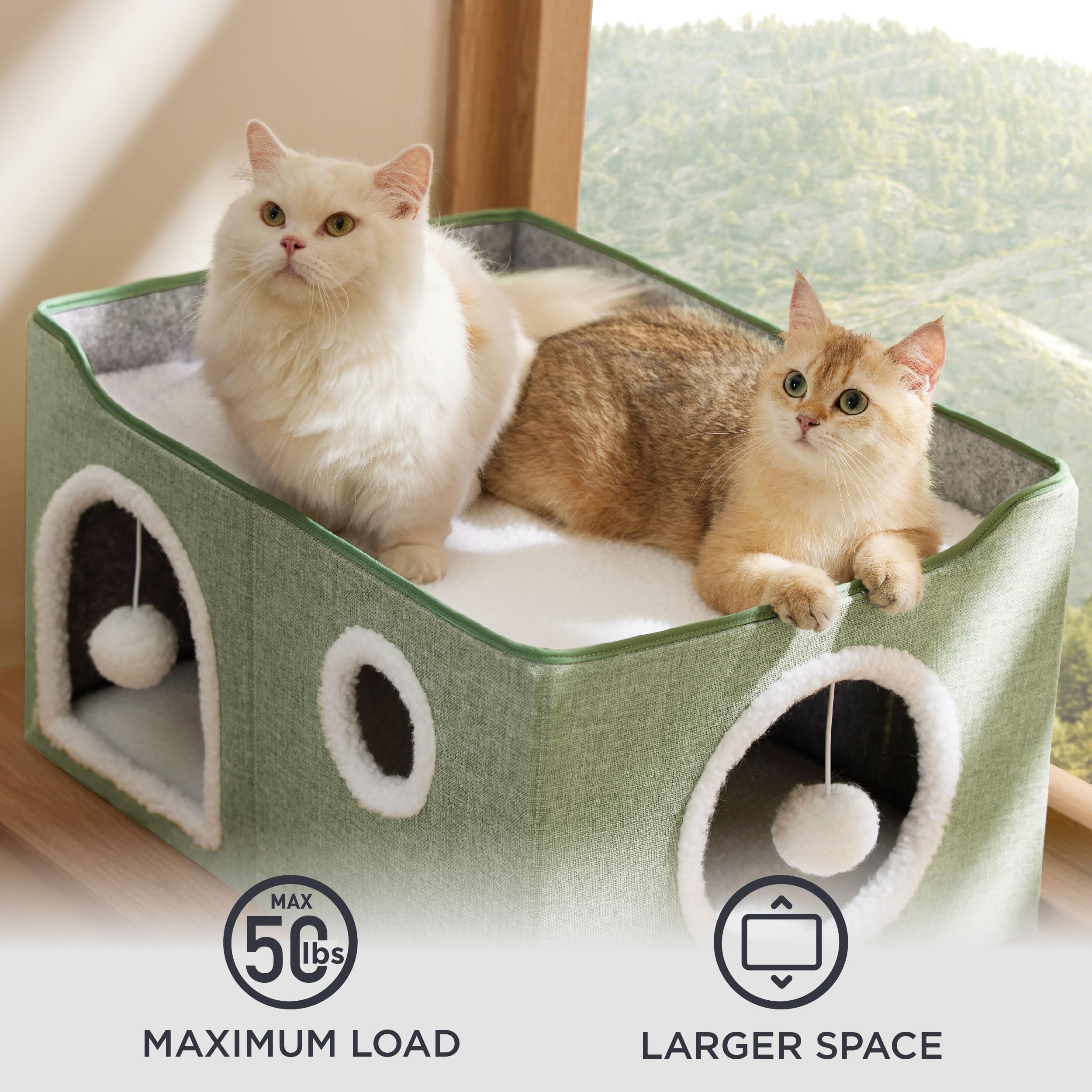 Foto 6 pulgar | Cama Cat House Extra Ancha Para Gatos De Interior, Color Verde - Venta Internacional.
