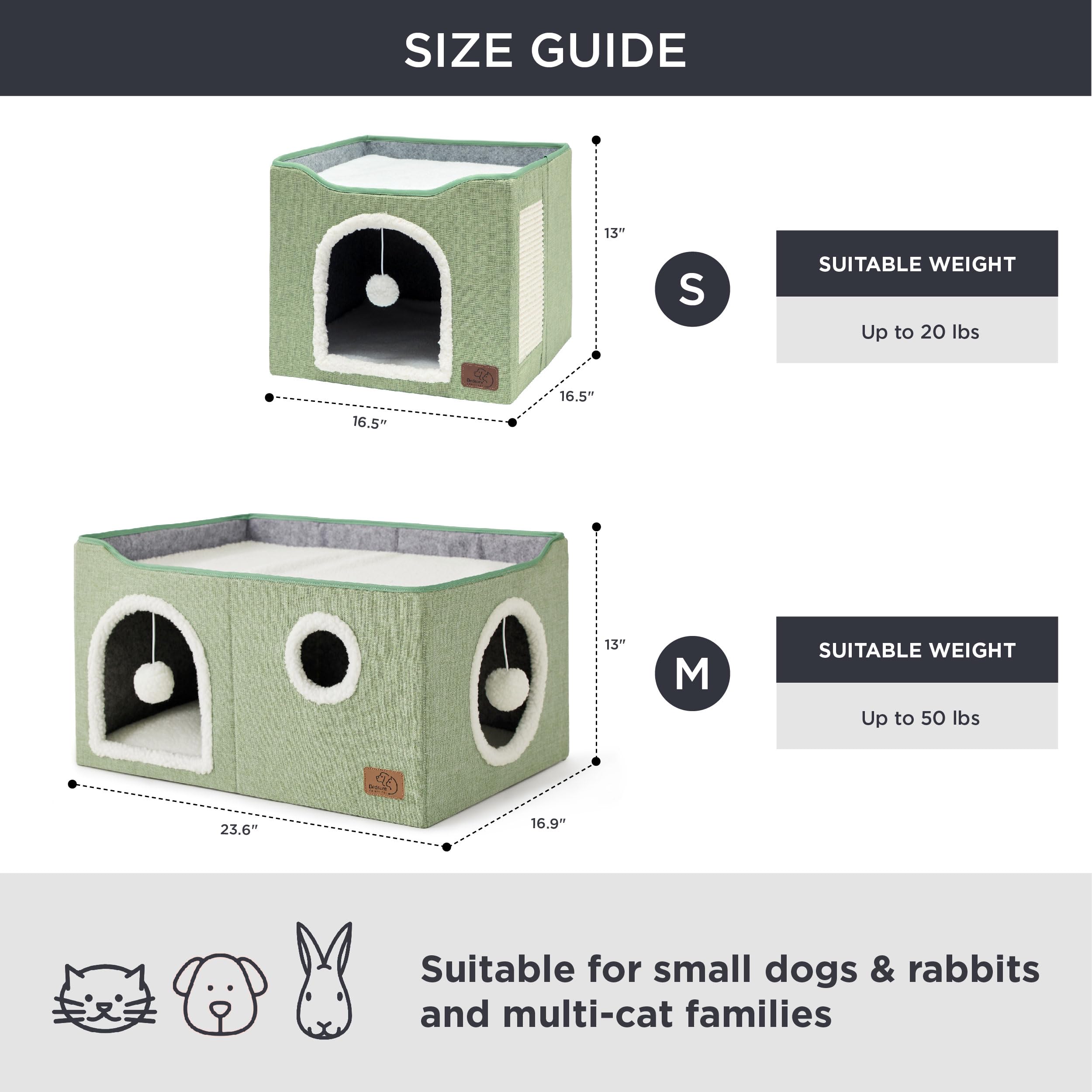 Foto 7 pulgar | Cama Cat House Extra Ancha Para Gatos De Interior, Color Verde - Venta Internacional.