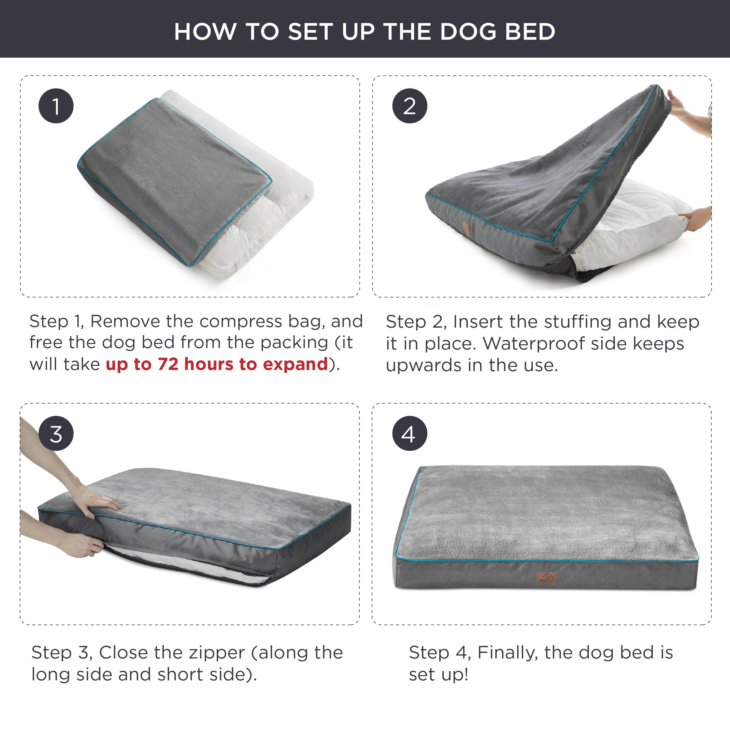 Foto 6 pulgar | Cama Impermeable Para Perros Grandes, 36 X 27 X 10 Cm - Venta Internacional.