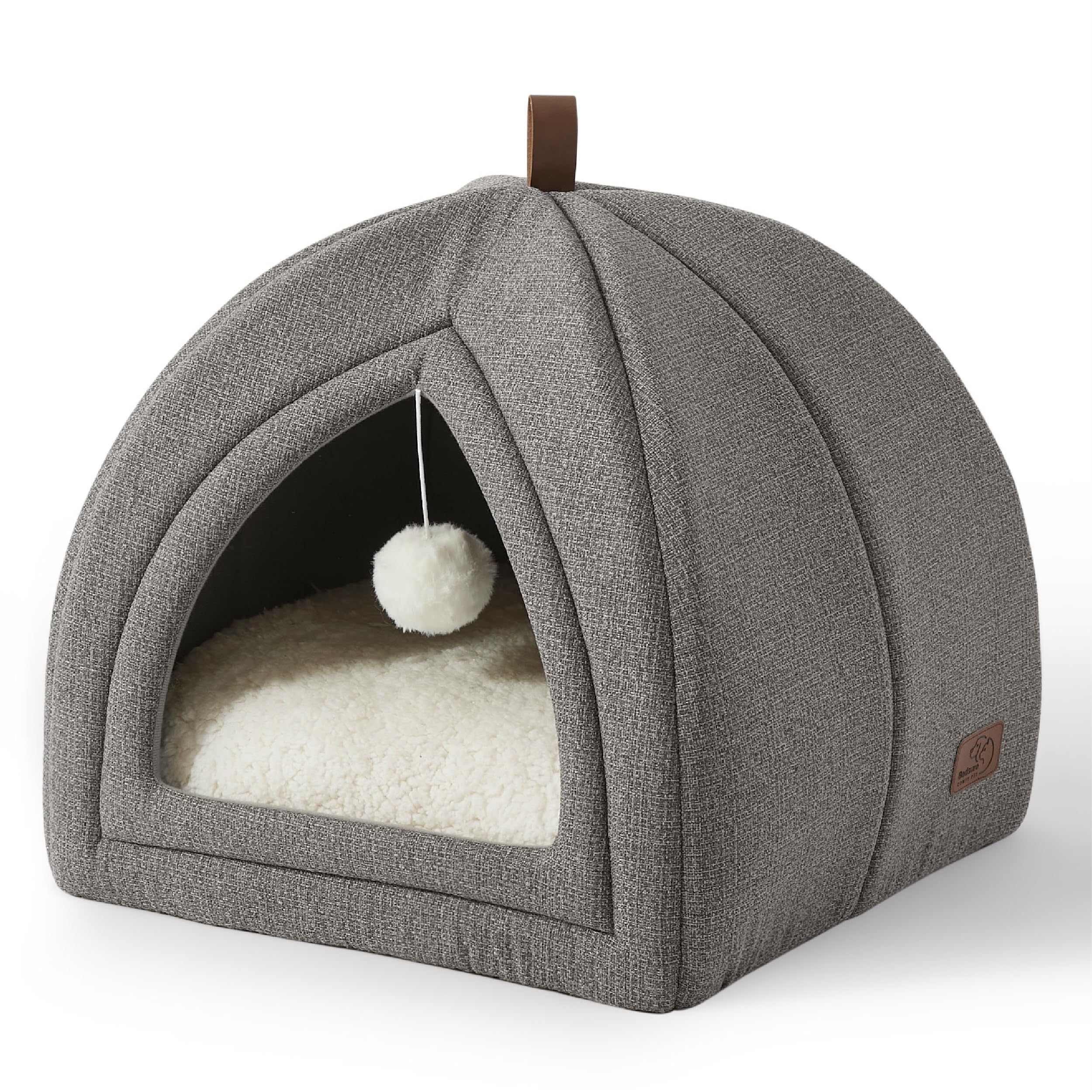 Cat Bed Bedsure 2 En 1 Cat Cave House, Tienda De Campaña Con Almohada, Color Gris - Venta Internacional.
