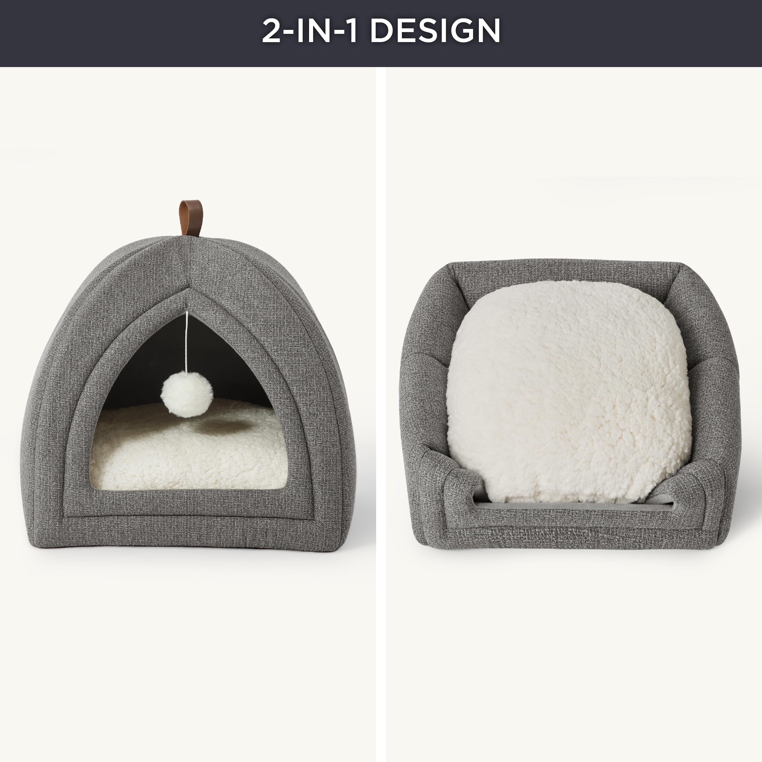 Foto 5 | Cat Bed Bedsure 2 En 1 Cat Cave House, Tienda De Campaña Con Almohada, Color Gris - Venta Internacional.