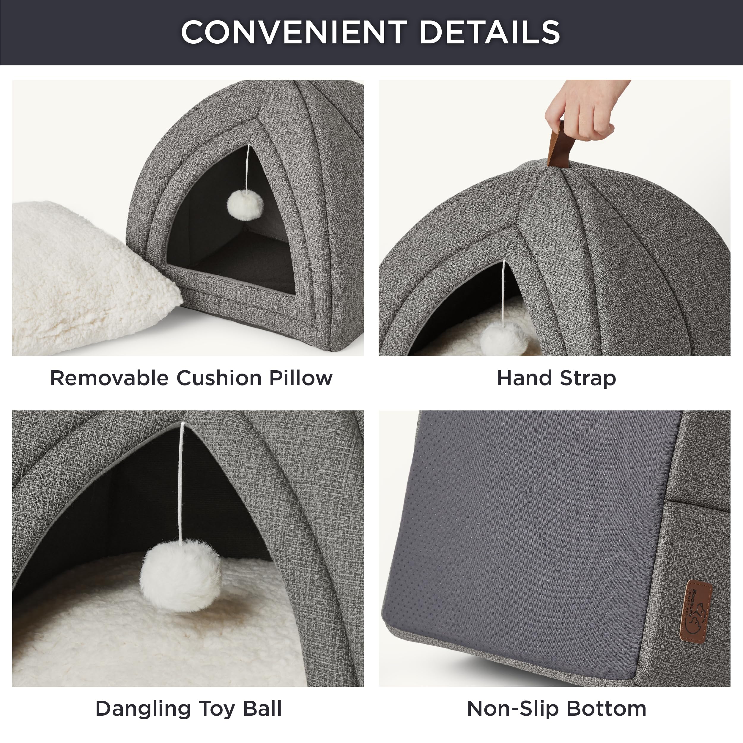 Foto 6 | Cat Bed Bedsure 2 En 1 Cat Cave House, Tienda De Campaña Con Almohada, Color Gris - Venta Internacional.