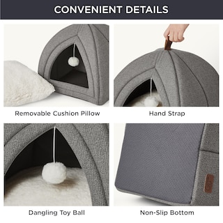 Foto 6 | Cat Bed Bedsure 2 En 1 Cat Cave House, Tienda De Campaña Con Almohada, Color Gris - Venta Internacional.