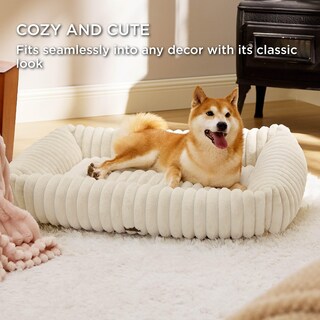 Foto 4 | Cama Para Perro, Bonita, Lavable, Con Forro Polar De Pana Peluda, Color Crema - Venta Internacional.