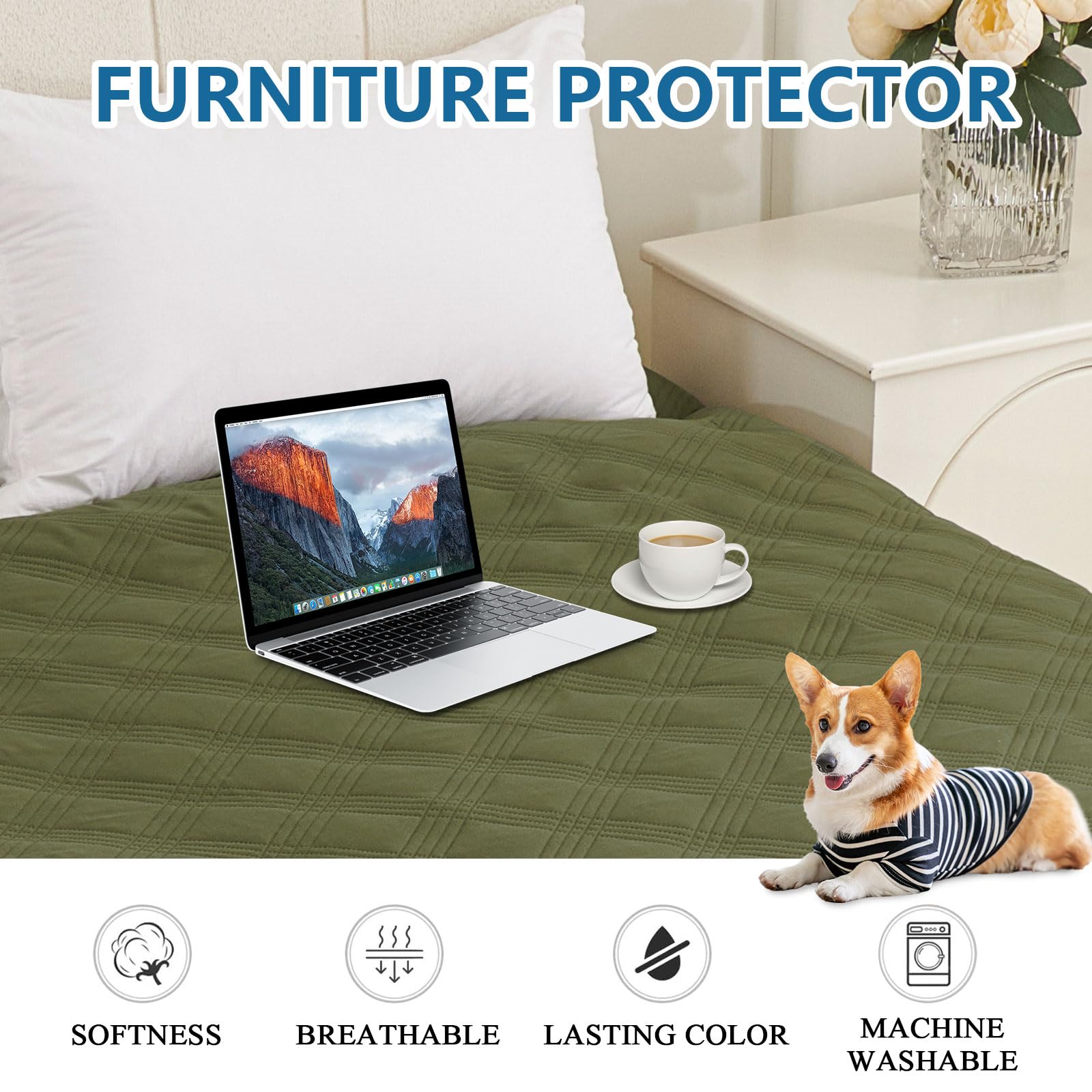Foto 5 | Manta Impermeable Para Perros Hyha, Cama Reversible Para Mascotas, Color Verde Y Azul Marino - Venta Internacional.
