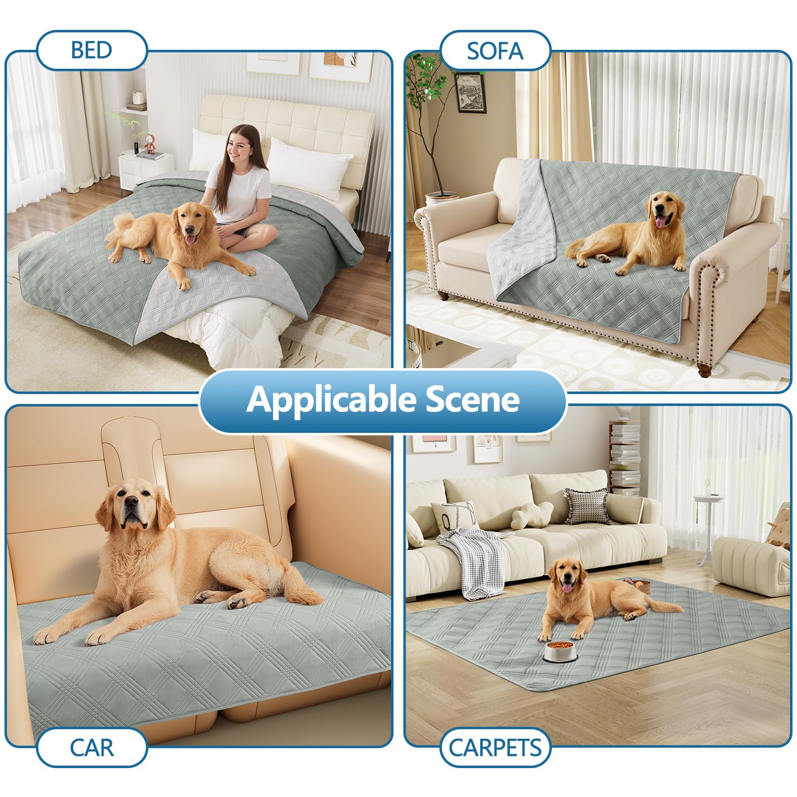 Foto 7 pulgar | Manta Impermeable Para Perros Hyha, Cama Reversible Para Mascotas, 30 X 53 Cm, Color Gris - Venta Internacional.