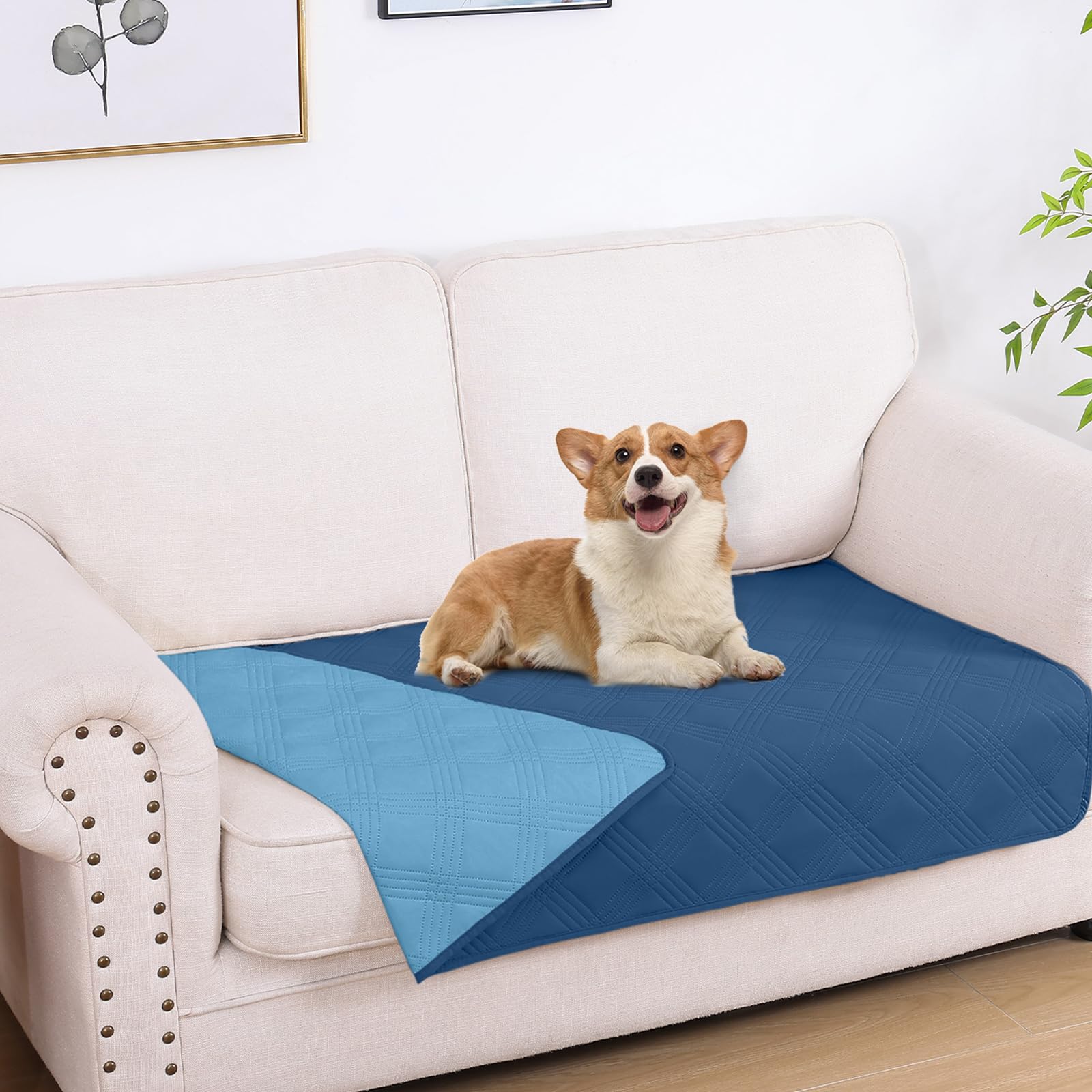Manta Impermeable Para Perros Hyha, Cama Reversible Para Mascotas, 30 X 53 Cm, Color Azul Marino - Venta Internacional.