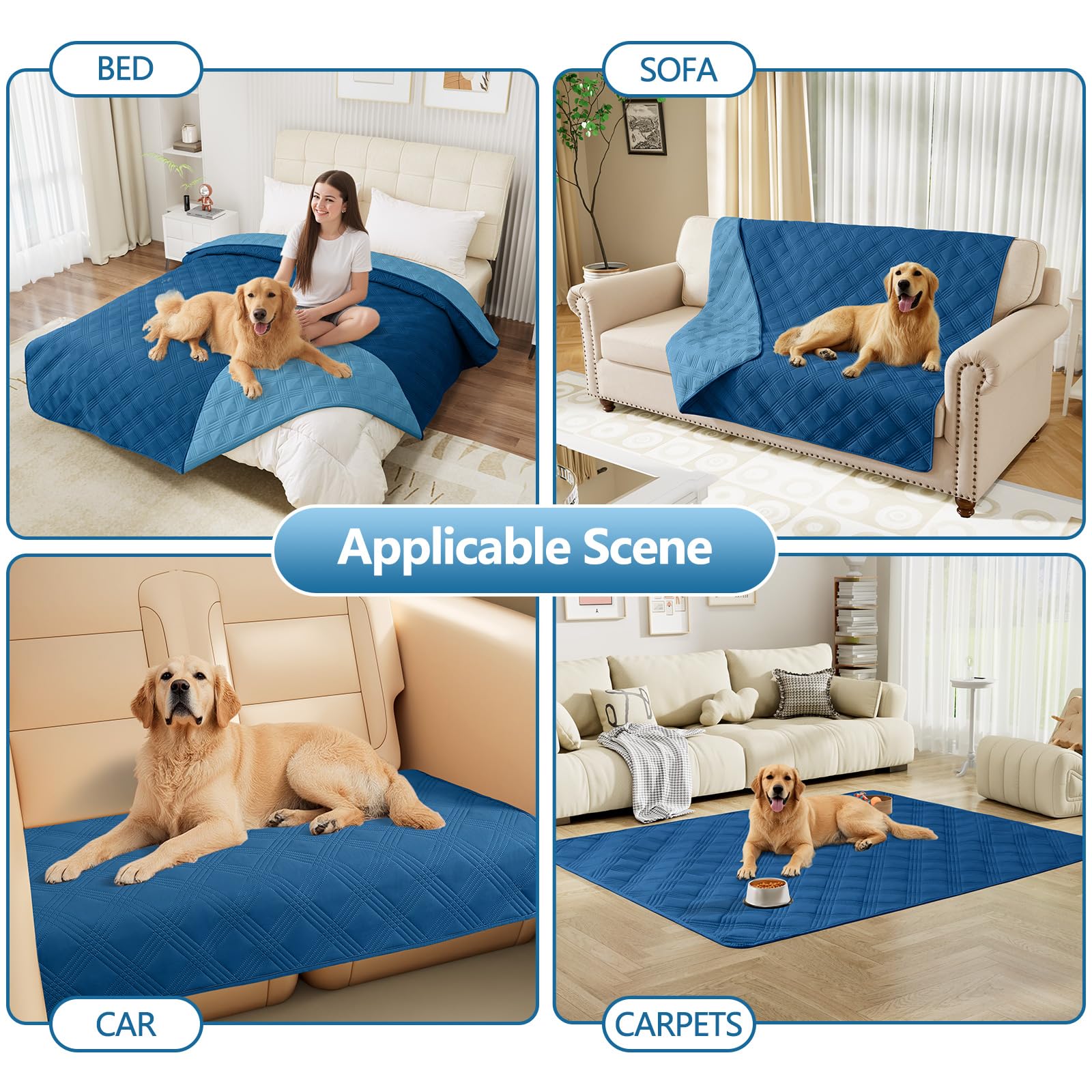 Foto 6 | Manta Impermeable Para Perros Hyha, Cama Reversible Para Mascotas, 30 X 53 Cm, Color Azul Marino - Venta Internacional.
