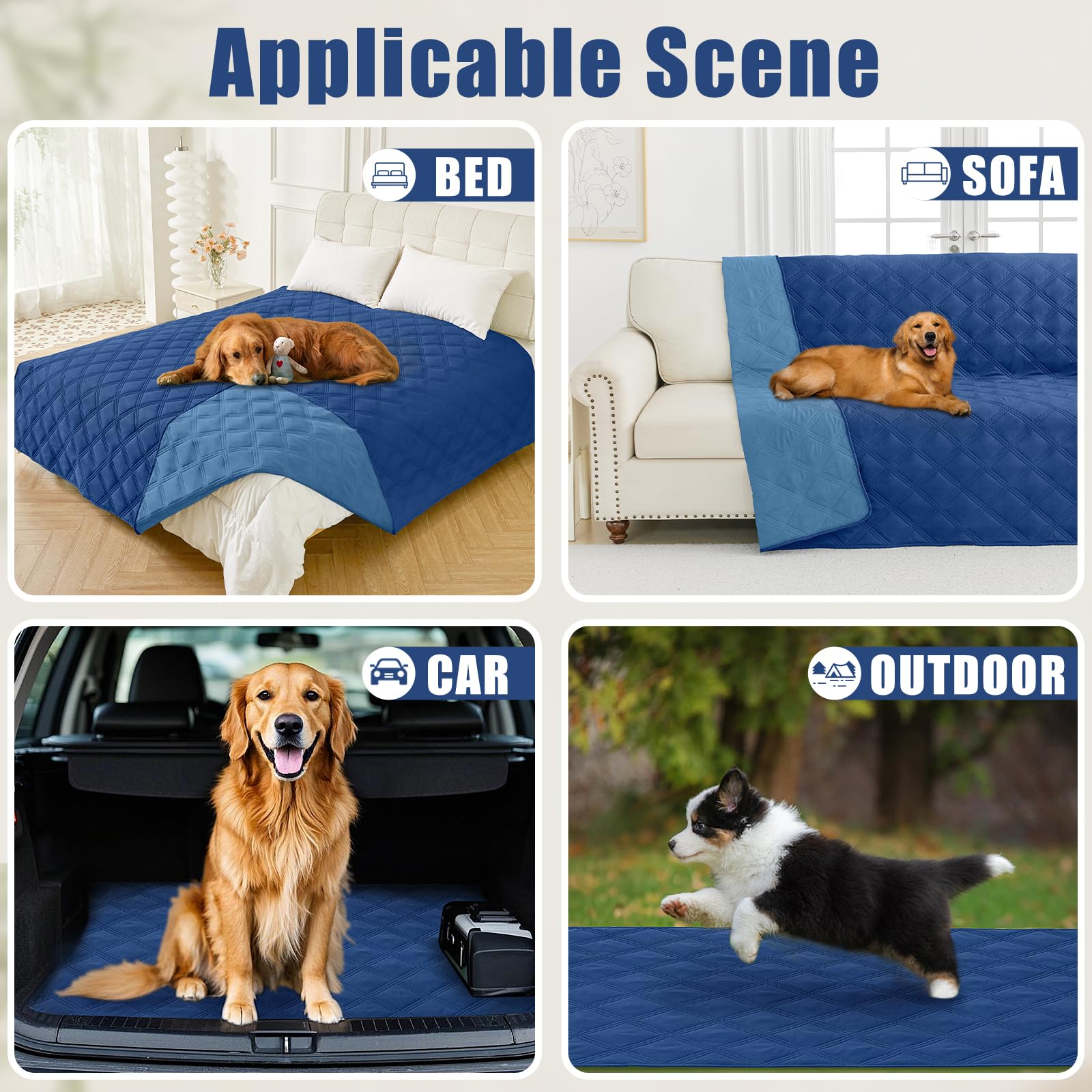 Foto 5 | Manta Impermeable Para Perros Smiry, Color Azul Marino Y Azul, 82 X 82 Cm - Venta Internacional.