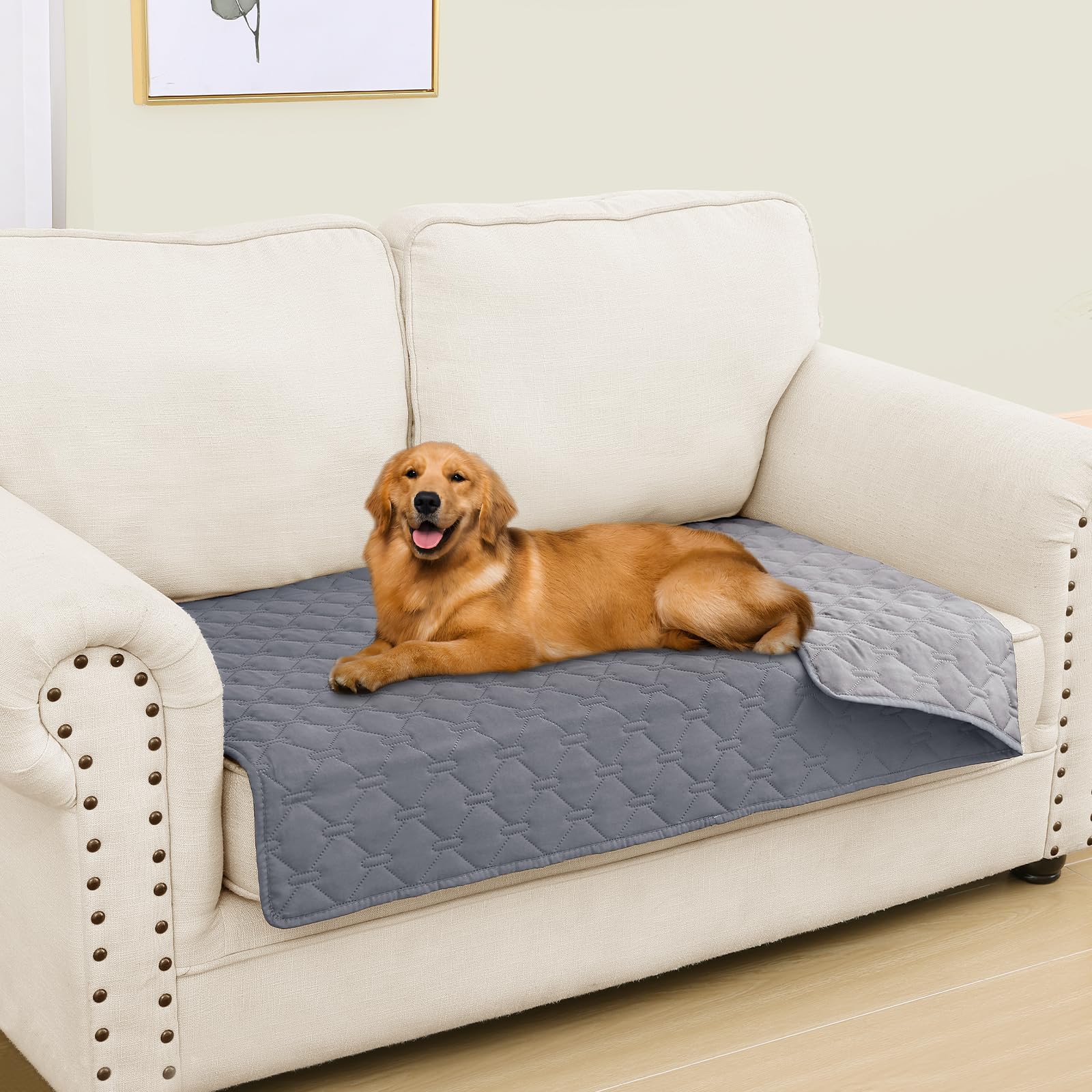 Manta Impermeable Para Perros, 75 X 135 Cm, Gris Oscuro Y Gris Oscuro - Venta Internacional.