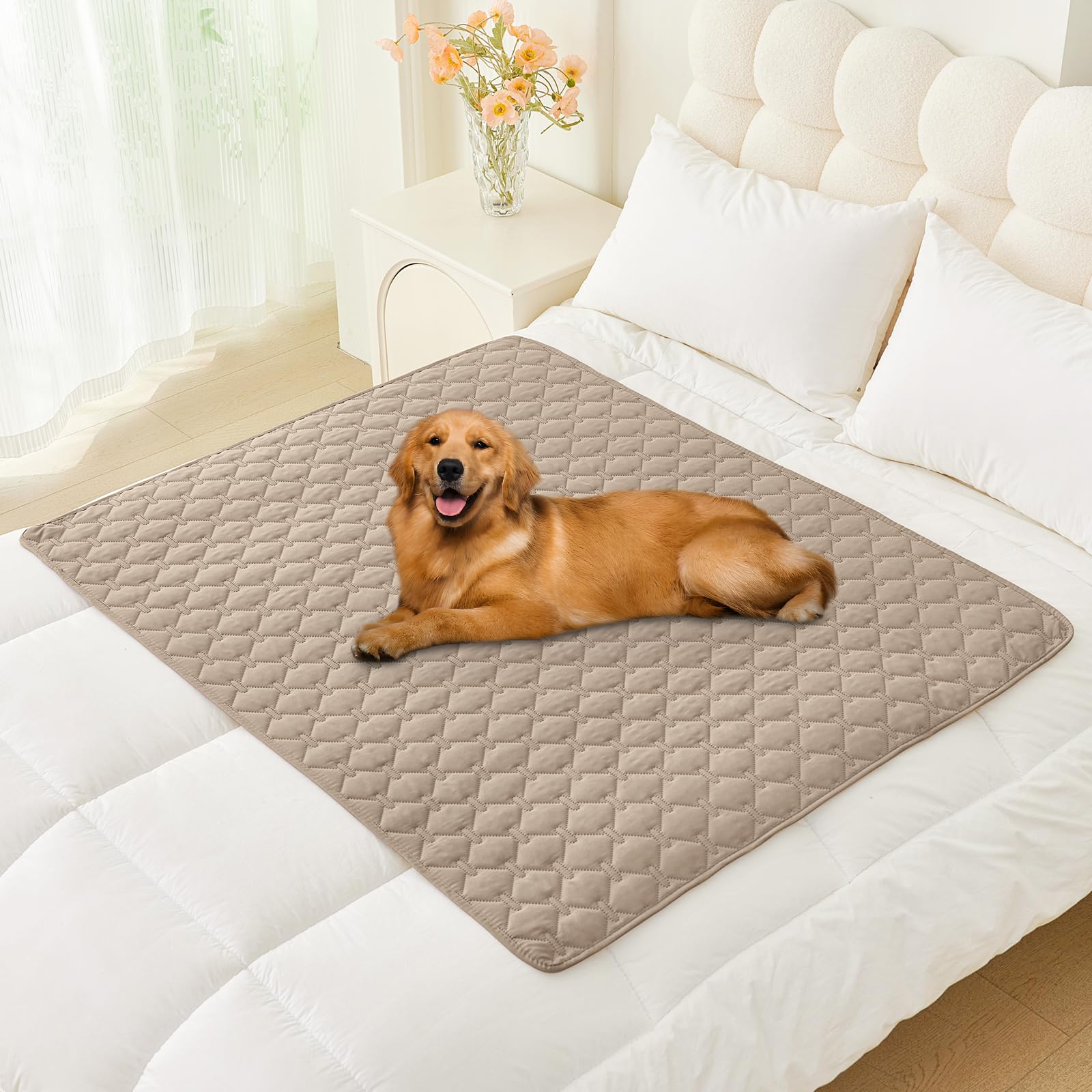 Manta Impermeable Para Cama Para Perros Smiry, Color Marrón Y Beige, 100 X 125 Cm - Venta Internacional.