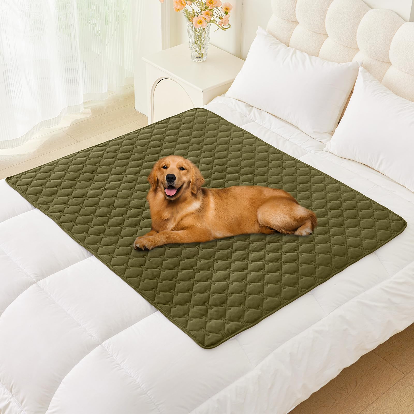 Manta Impermeable Para Perros, 100 X 125 Cm, Color Verde Oscuro Y Azul Marino - Venta Internacional.