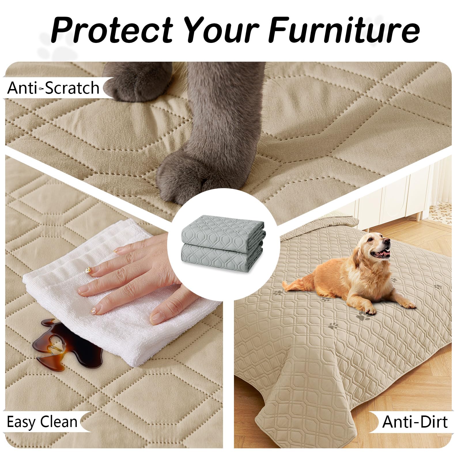 Foto 5 pulgar | Manta Impermeable Para Cama Para Perros Hyha, Funda De Sofá Reversible, Color Topo - Venta Internacional.