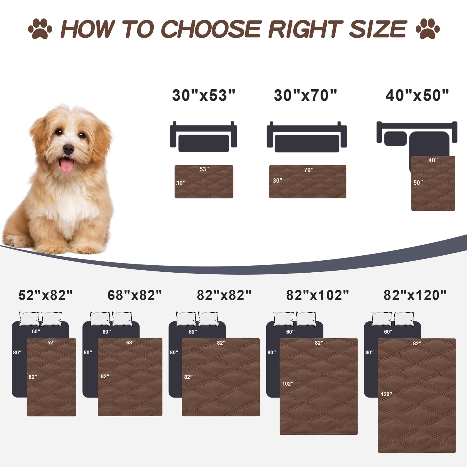 Foto 6 | Manta Impermeable Para Perros Smiry, 30 X 70 Cm, Color Marrón Y Chocolate - Venta Internacional.