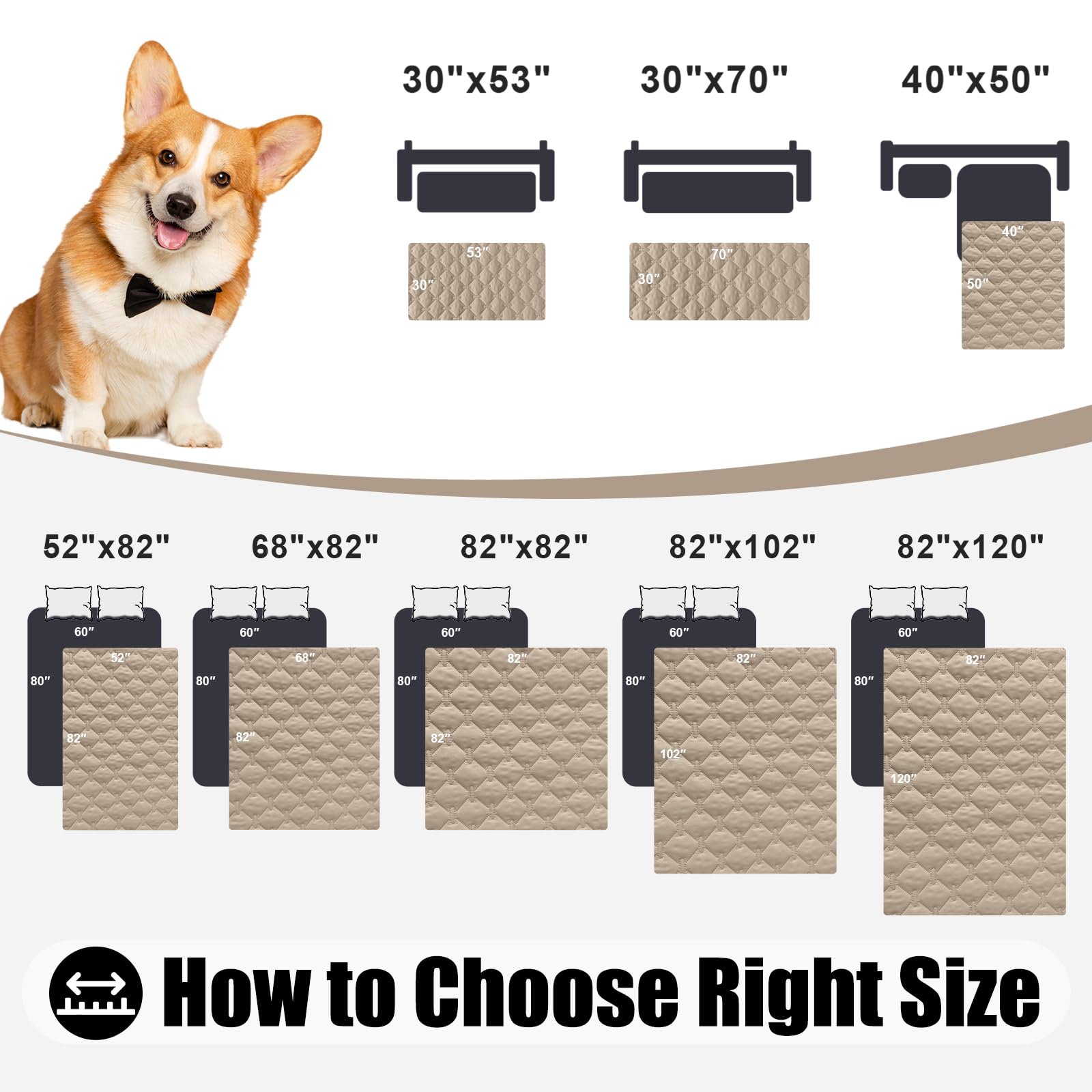 Foto 6 pulgar | Manta Impermeable Para Perros Smiry, Color Topo Y Beige, 70 X 180 Cm - Venta Internacional.