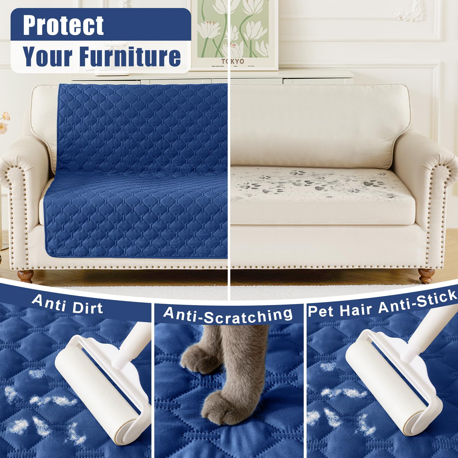 Foto 5 pulgar | Manta Impermeable Para Cama Para Perros Smiry, Azul Y Azul, 70 X 180 Cm - Venta Internacional.