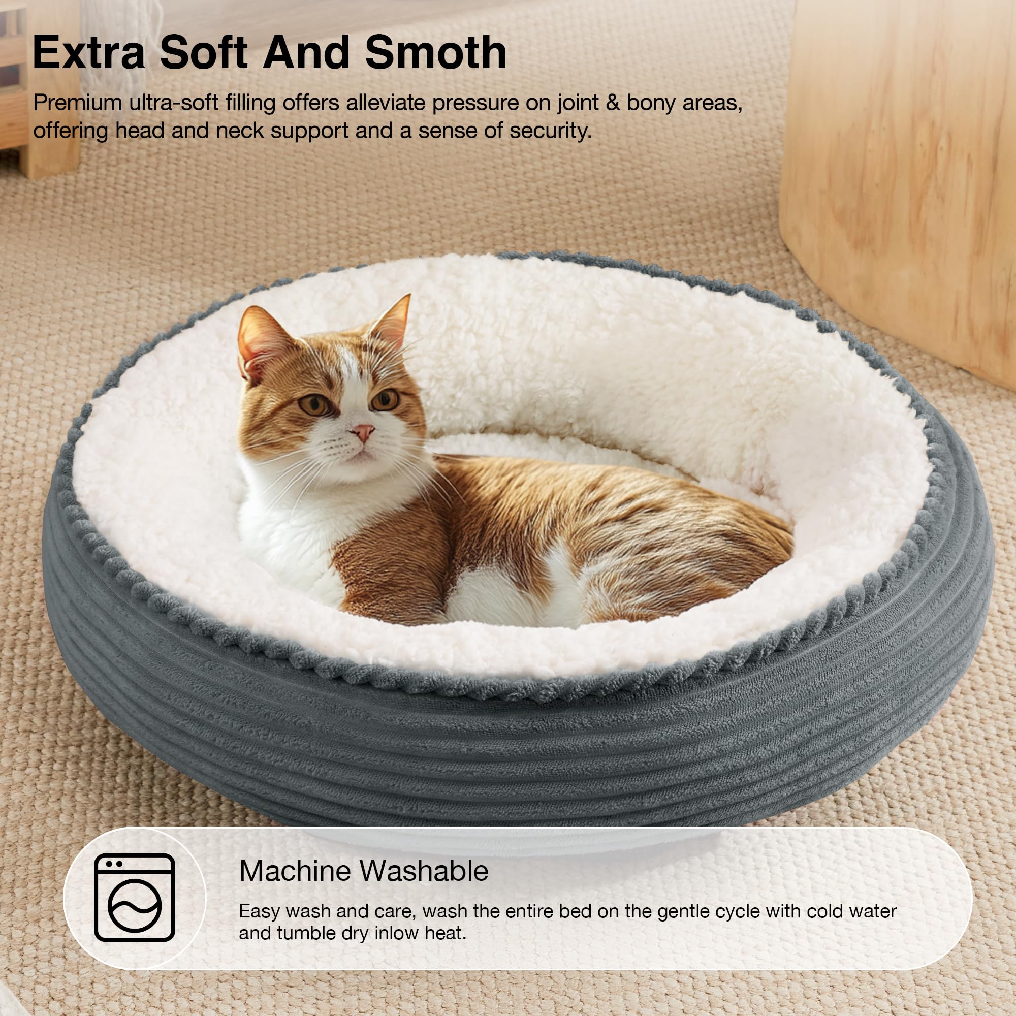Foto 4 pulgar | Pet Bed Love's Cabin Round Donut Para Gatos O Perros Pequeños - Venta Internacional.