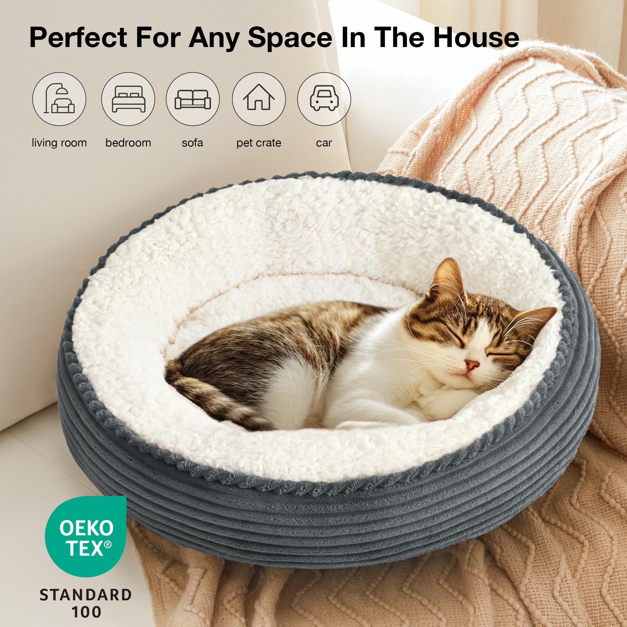 Foto 5 | Pet Bed Love's Cabin Round Donut Para Gatos O Perros Pequeños - Venta Internacional.