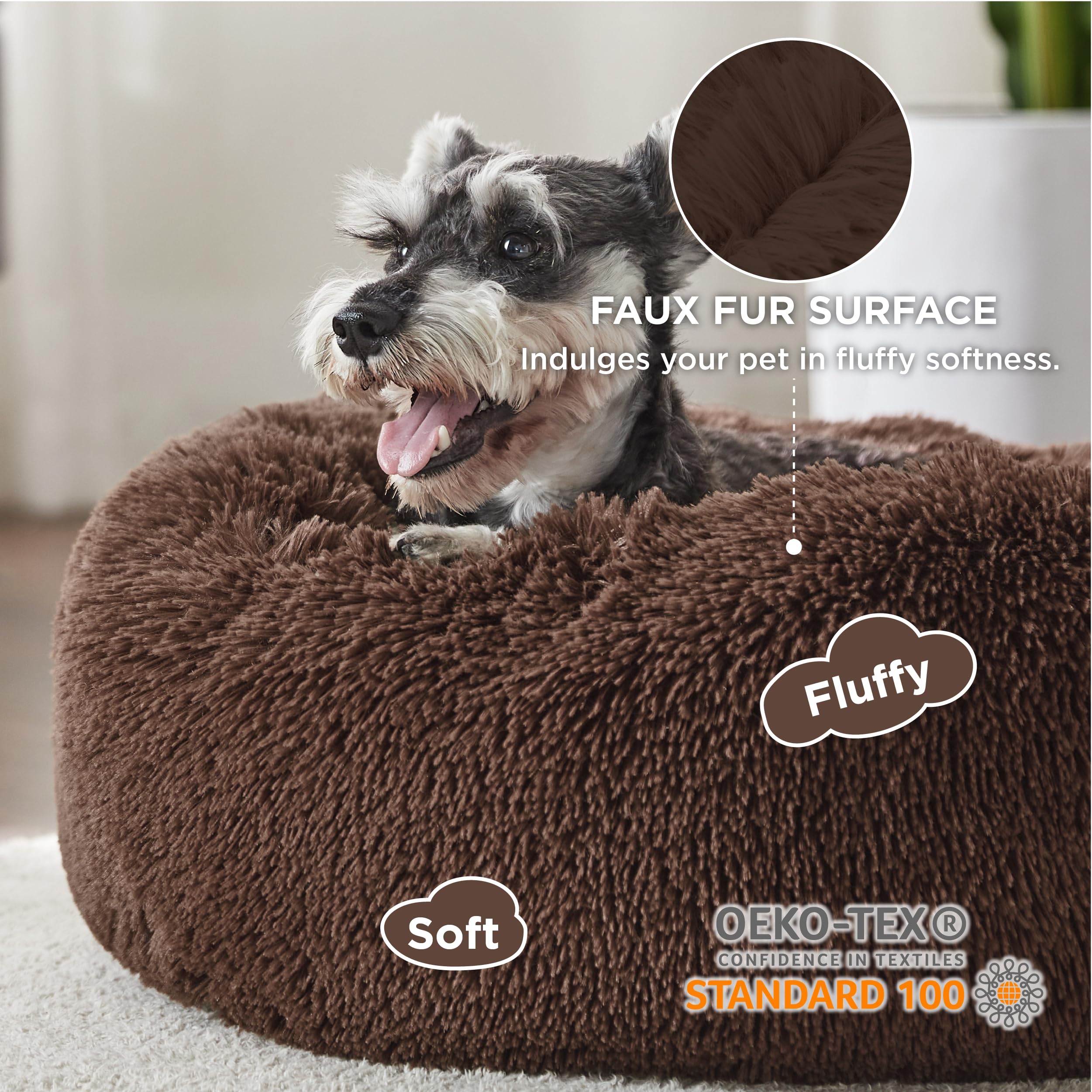 Foto 2 | Cama Calmante Para Mascotas Para Perros Pequeños Y Medianos, Rosquilla Y Café - Venta Internacional.