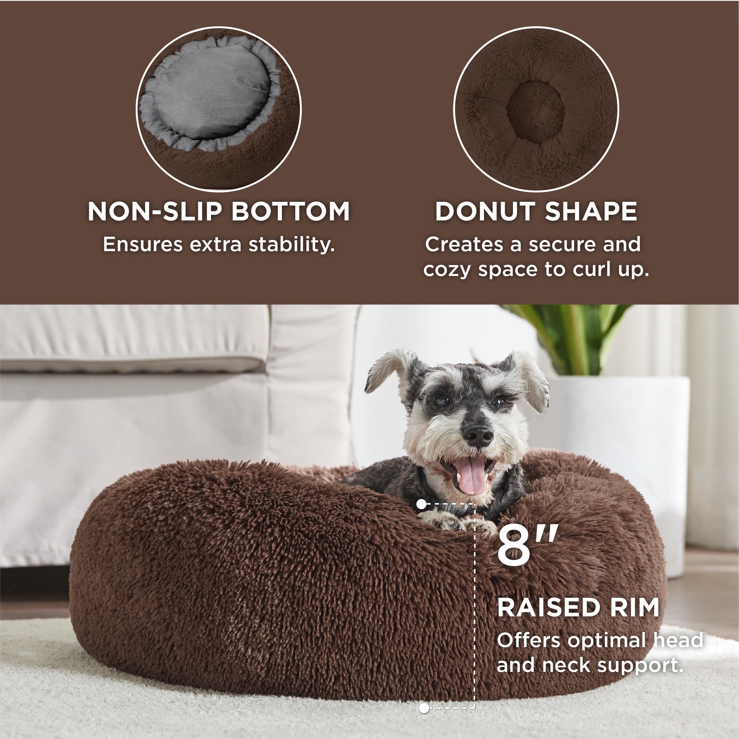 Foto 3 | Cama Calmante Para Mascotas Para Perros Pequeños Y Medianos, Rosquilla Y Café - Venta Internacional.