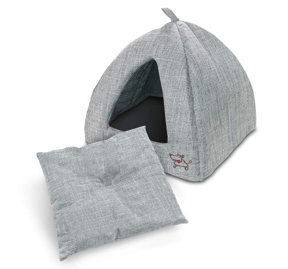Foto 3 pulgar | Cama Blanda Pet Tent Best Pet Supplies Para Perros Y Gatos, Lino Gris - Venta Internacional.