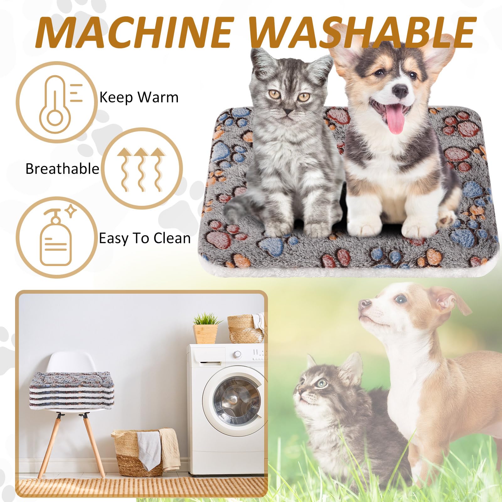 Foto 5 pulgar | Paquete De 4 Alfombrillas Para Mascotas, Forro Polar Reversible Ultrasuave Para Animales Pequeños - Venta Internacional