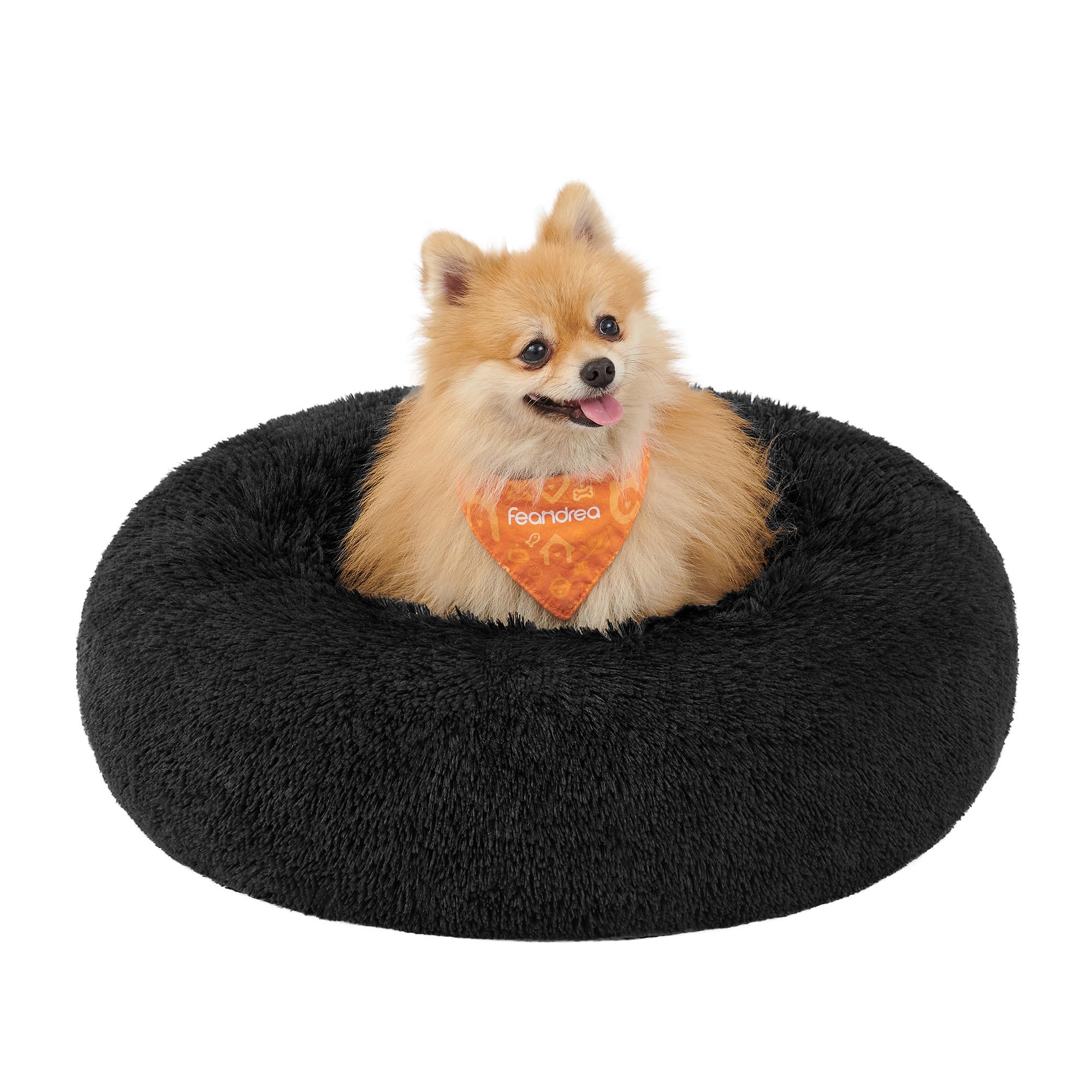 Cama para Mascotas Feandrea para Perros y Gatos 60 cm de Diámetro Felpa Negra